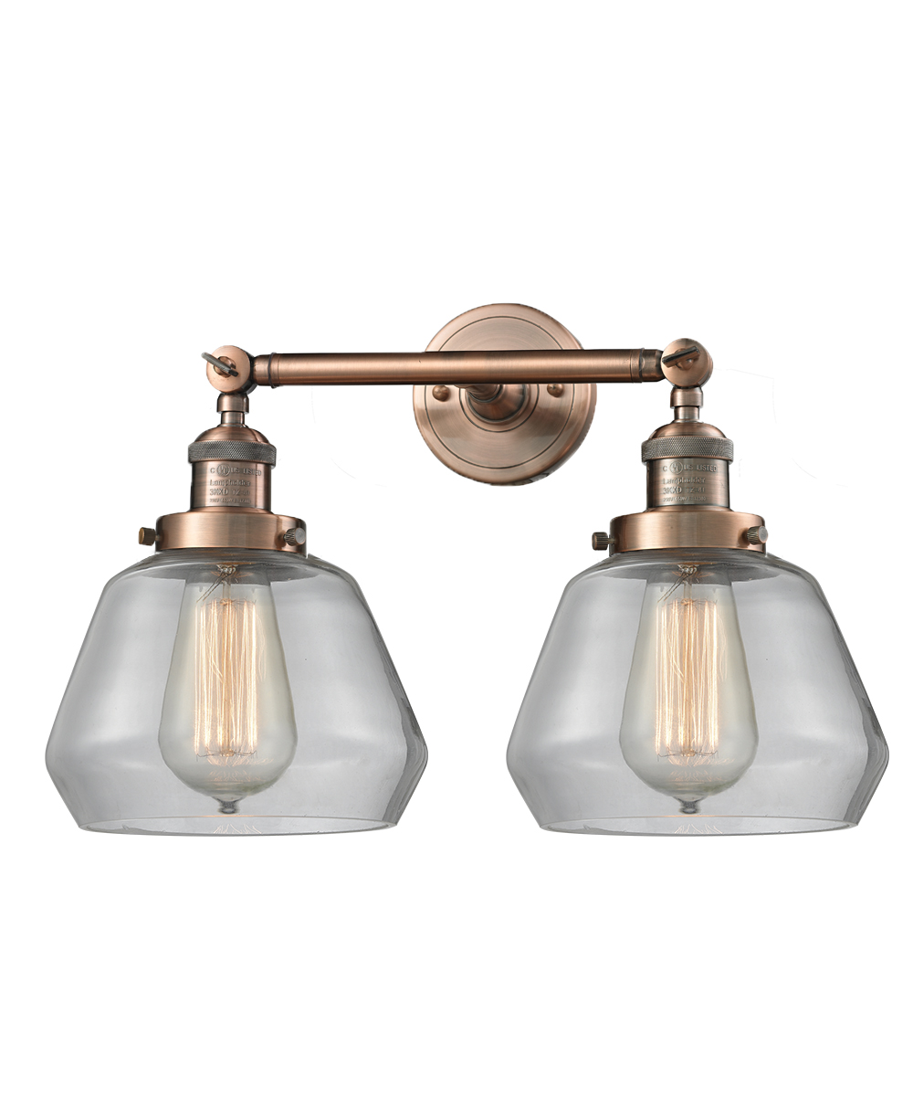 Two Light Bath Vanity by Innovations - Franklin Restoration Collection, Antique Copper Finish - 208-AC-G172