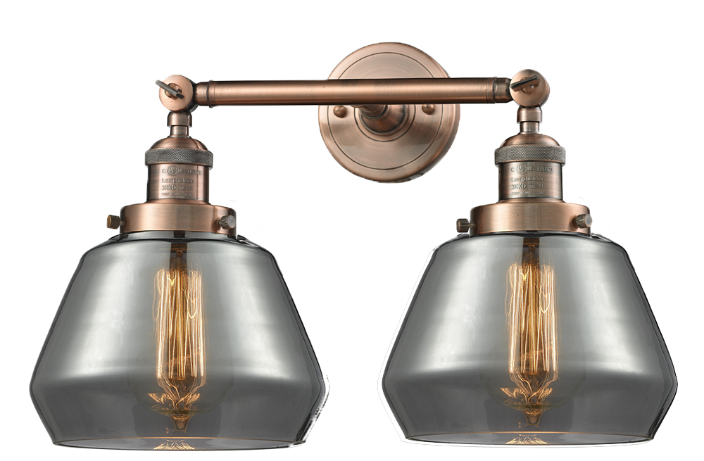 Two Light Bath Vanity by Innovations - Franklin Restoration Collection, Antique Copper Finish - 208-AC-G173