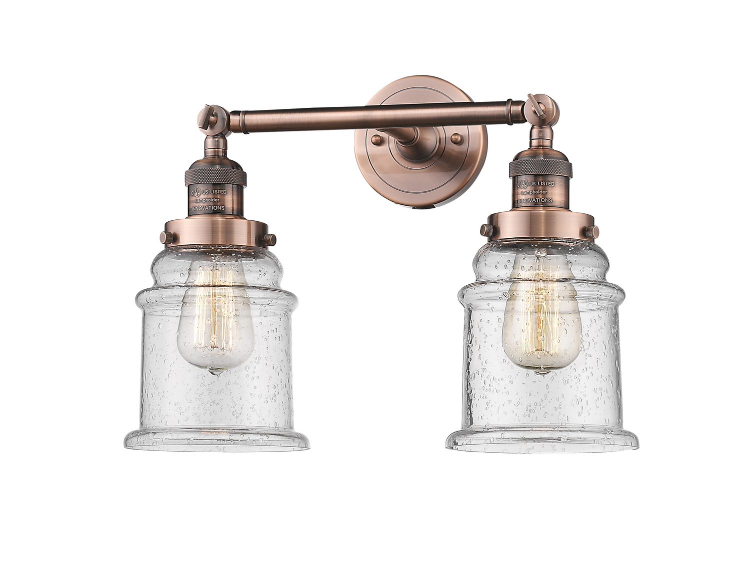 Two Light Bath Vanity by Innovations - Franklin Restoration Collection, Antique Copper Finish - 208-AC-G184