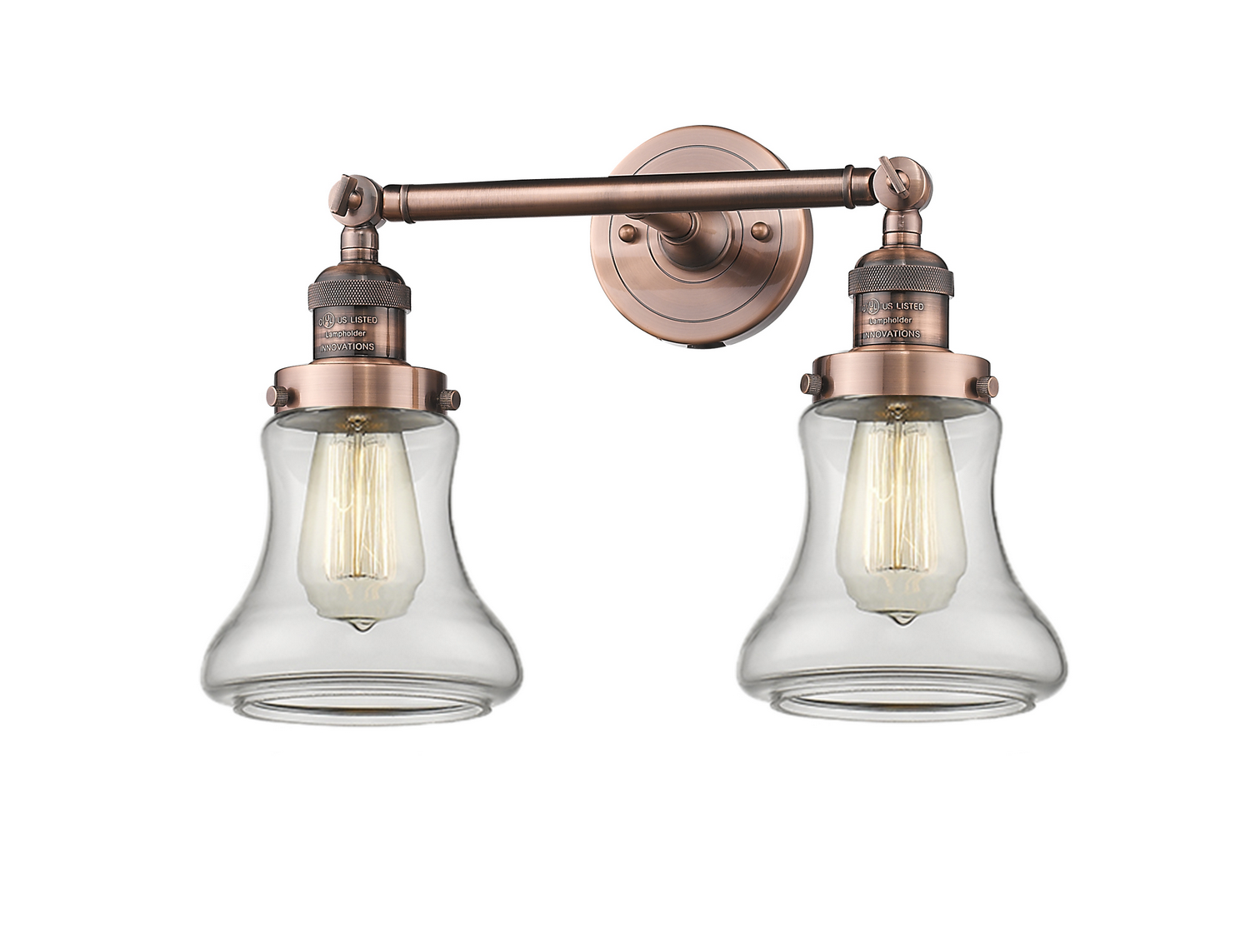 Two Light Bath Vanity by Innovations - Franklin Restoration Collection, Antique Copper Finish - 208-AC-G192