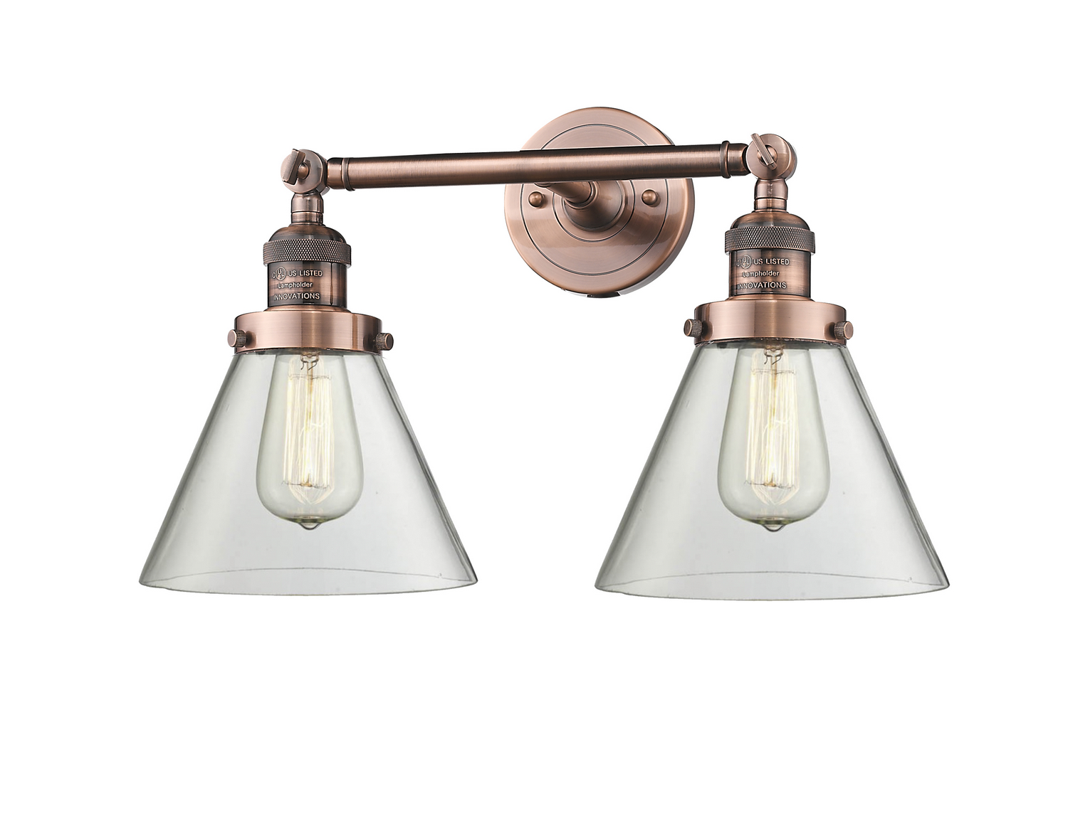 Two Light Bath Vanity by Innovations - Franklin Restoration Collection, Antique Copper Finish - 208-AC-G42