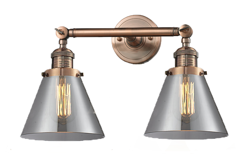 Two Light Bath Vanity by Innovations - Franklin Restoration Collection, Antique Copper Finish - 208-AC-G43