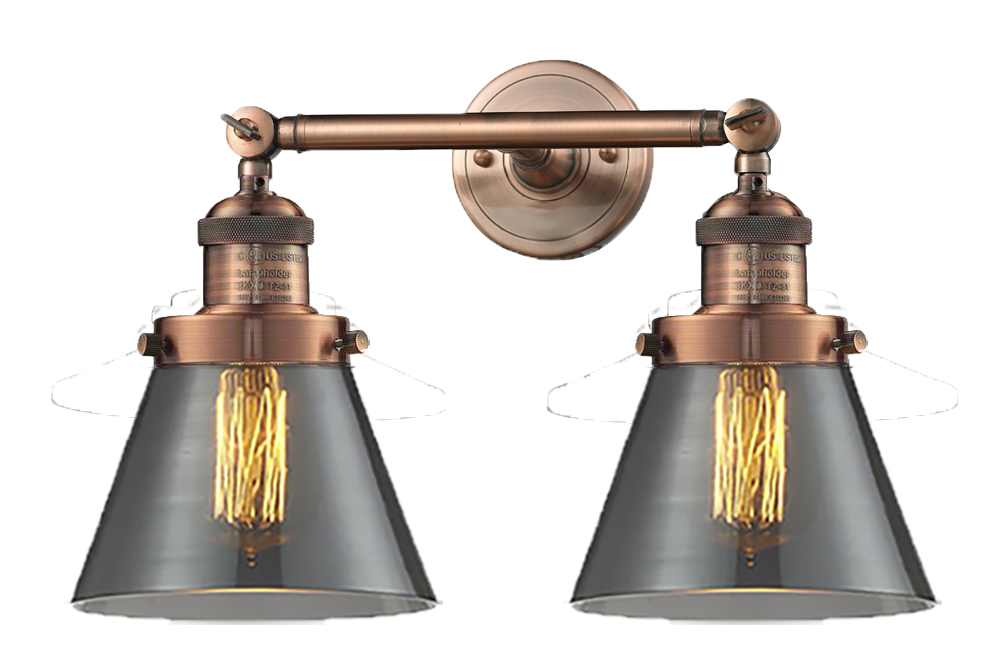 Two Light Bath Vanity by Innovations - Franklin Restoration Collection, Antique Copper Finish - 208-AC-G63
