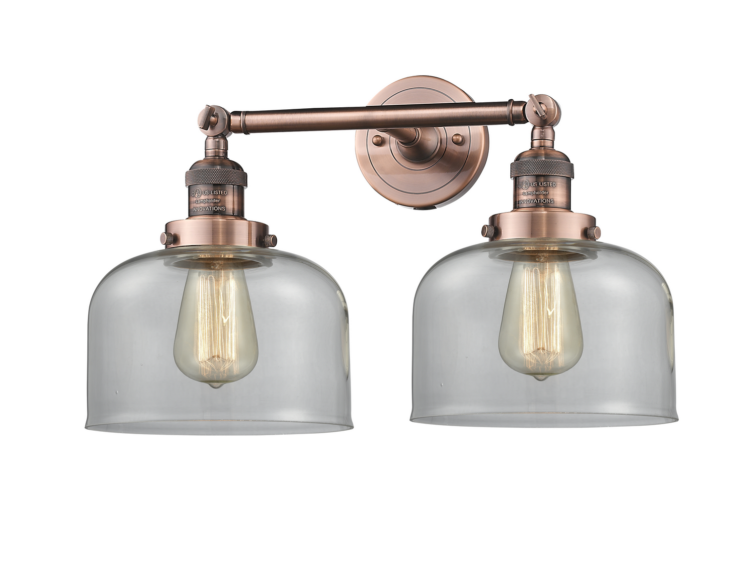 Two Light Bath Vanity by Innovations - Franklin Restoration Collection, Antique Copper Finish - 208-AC-G72
