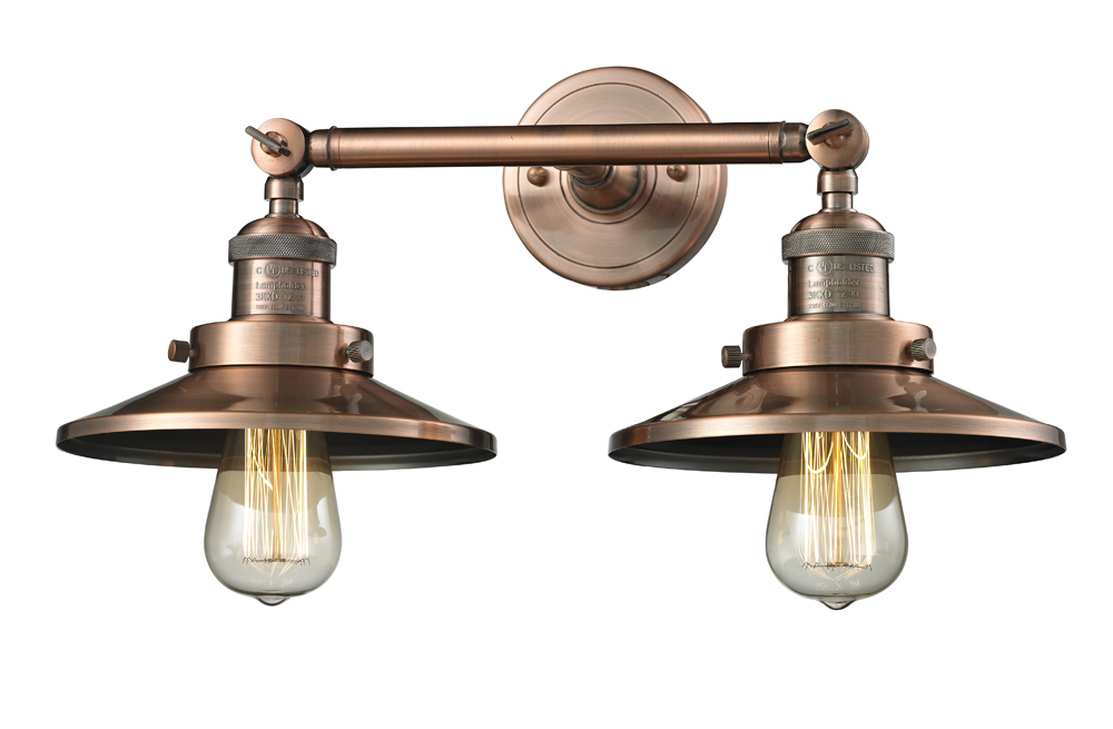 Two Light Bath Vanity by Innovations - Franklin Restoration Collection, Antique Copper Finish - 208-AC-M3