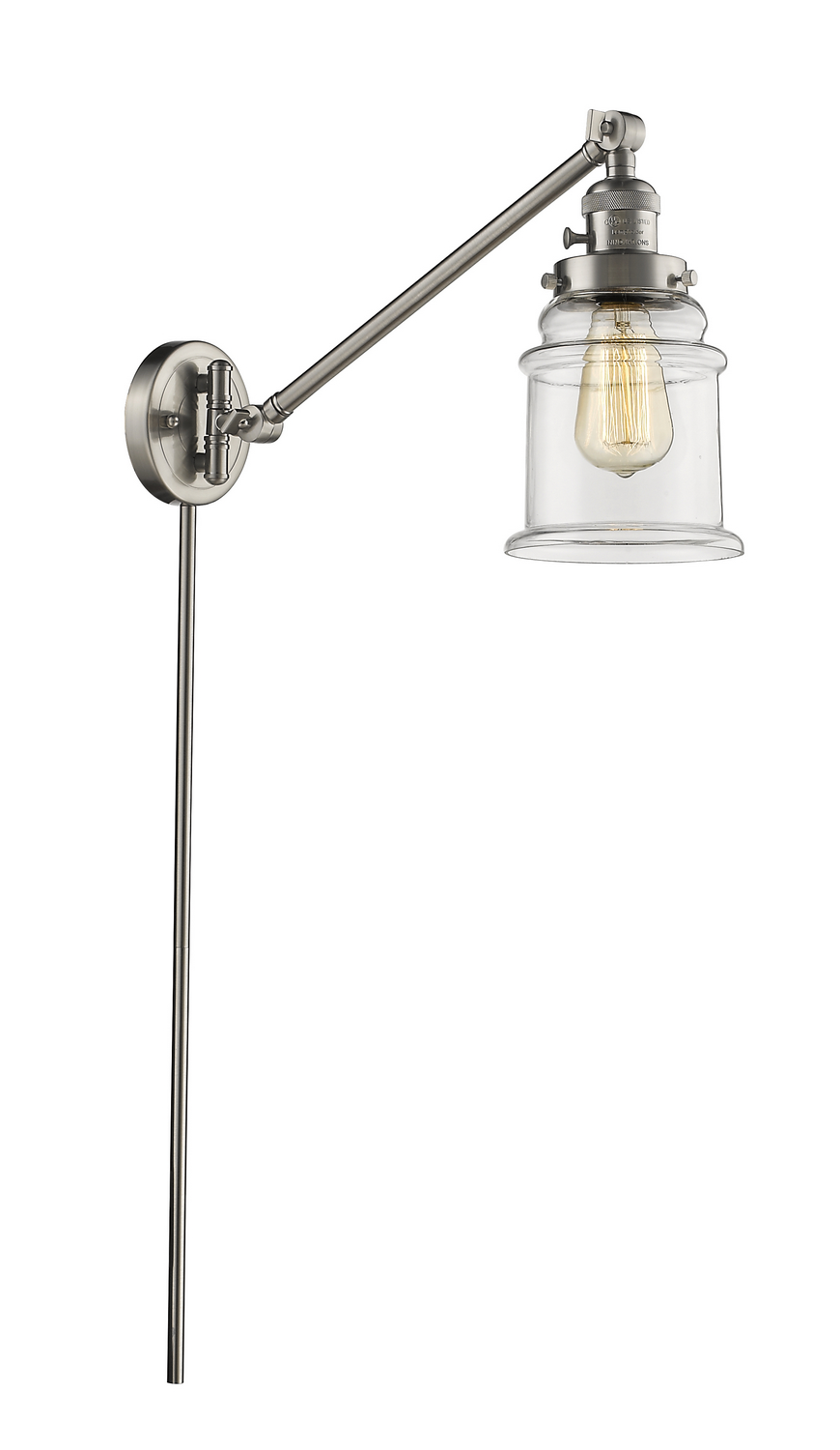 One Light Swing Arm by Innovations - Franklin Restoration Collection, Brushed Satin Nickel Finish - 237-SN-G182