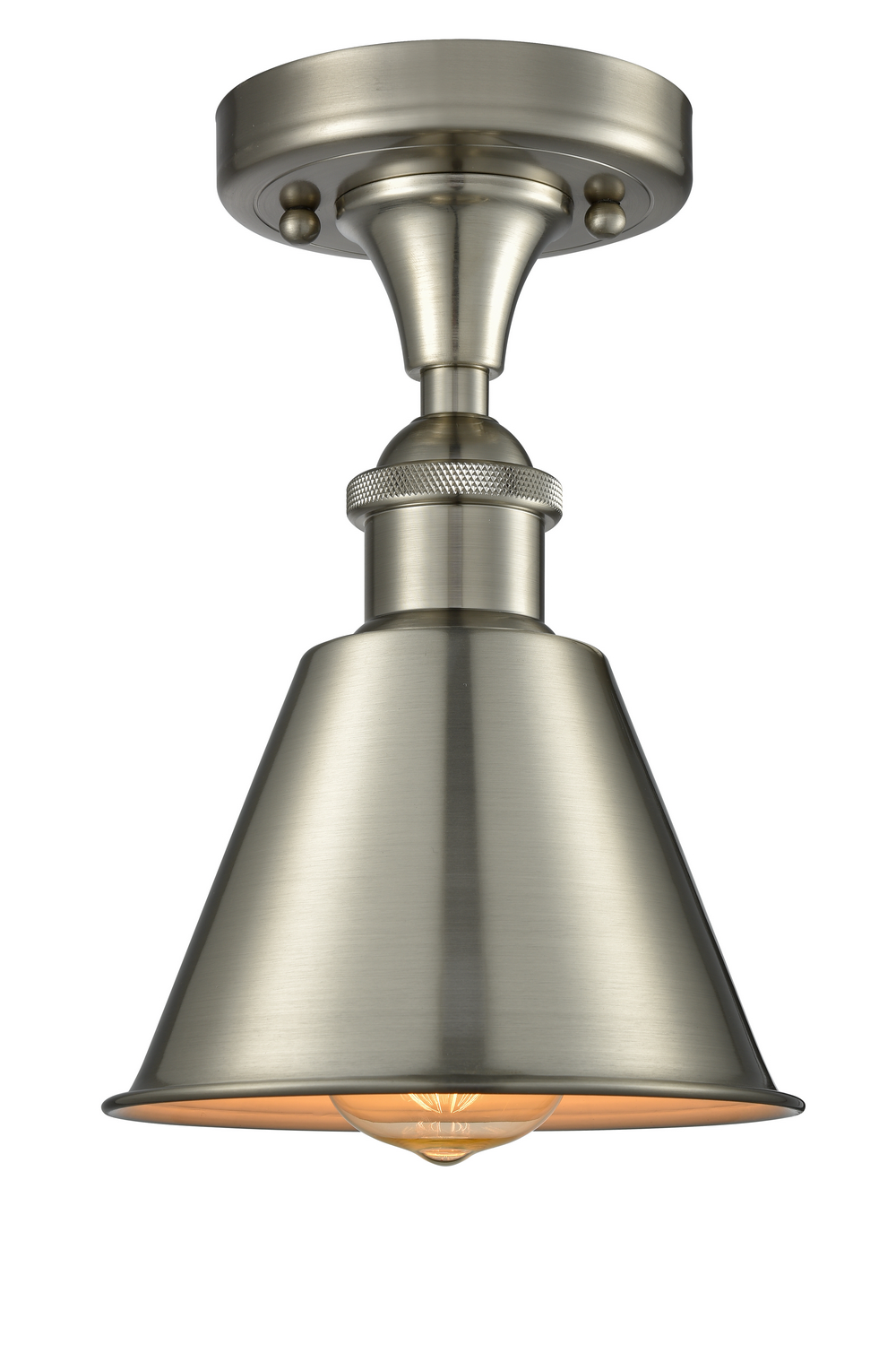 One Light Semi-Flush Mount by Innovations - Ballston Collection, Brushed Satin Nickel Finish - 516-1C-SN-M8
