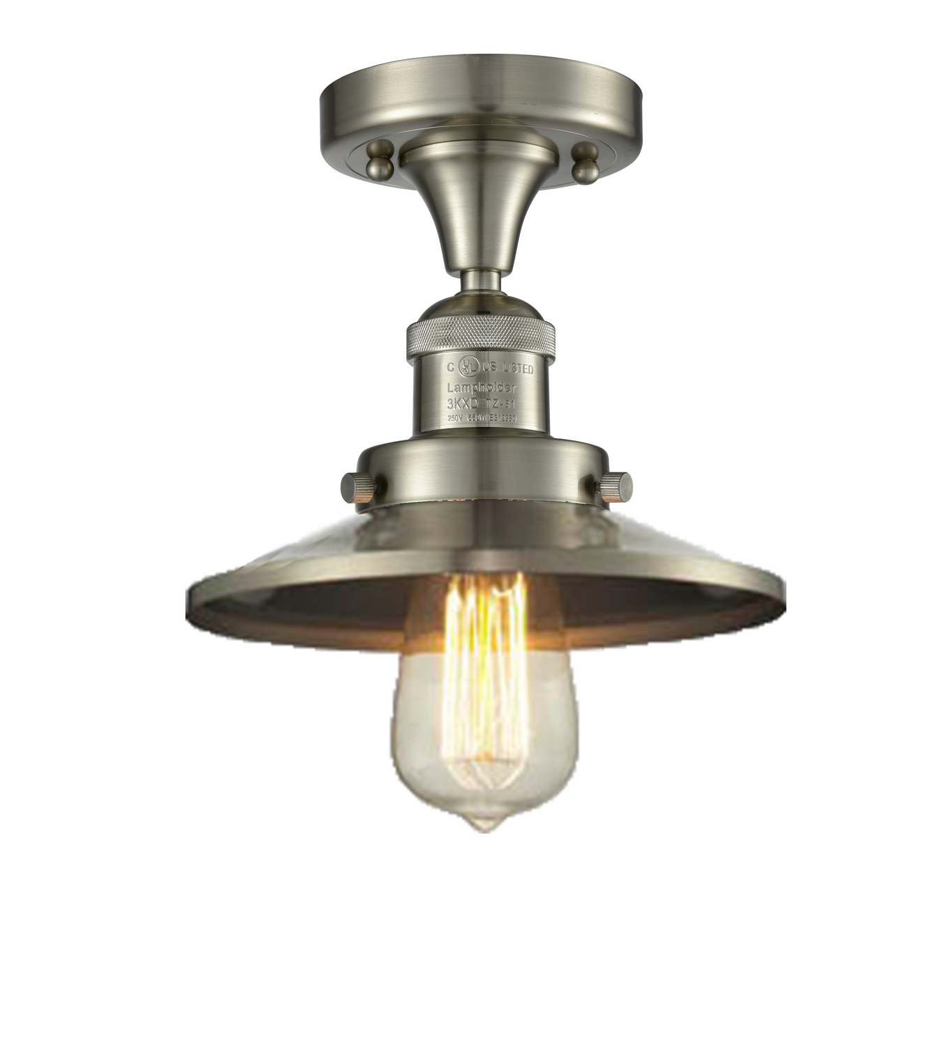 One Light Semi-Flush Mount by Innovations - Franklin Restoration Collection, Brushed Satin Nickel Finish - 517-1CH-SN-M2
