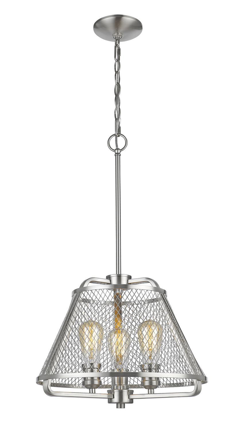Three Light Pendant by Z-Lite - Iuka Collection, Brushed Nickel Finish - 451-16BN