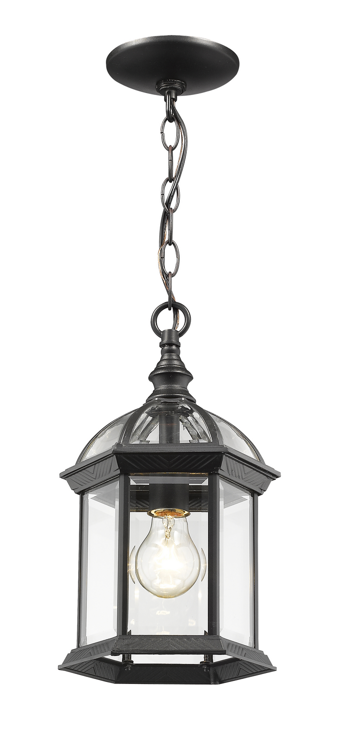 One Light Outdoor Chain Mount Ceiling Fixture by Z-Lite - Annex Collection, Black Finish - 563CHM-BK