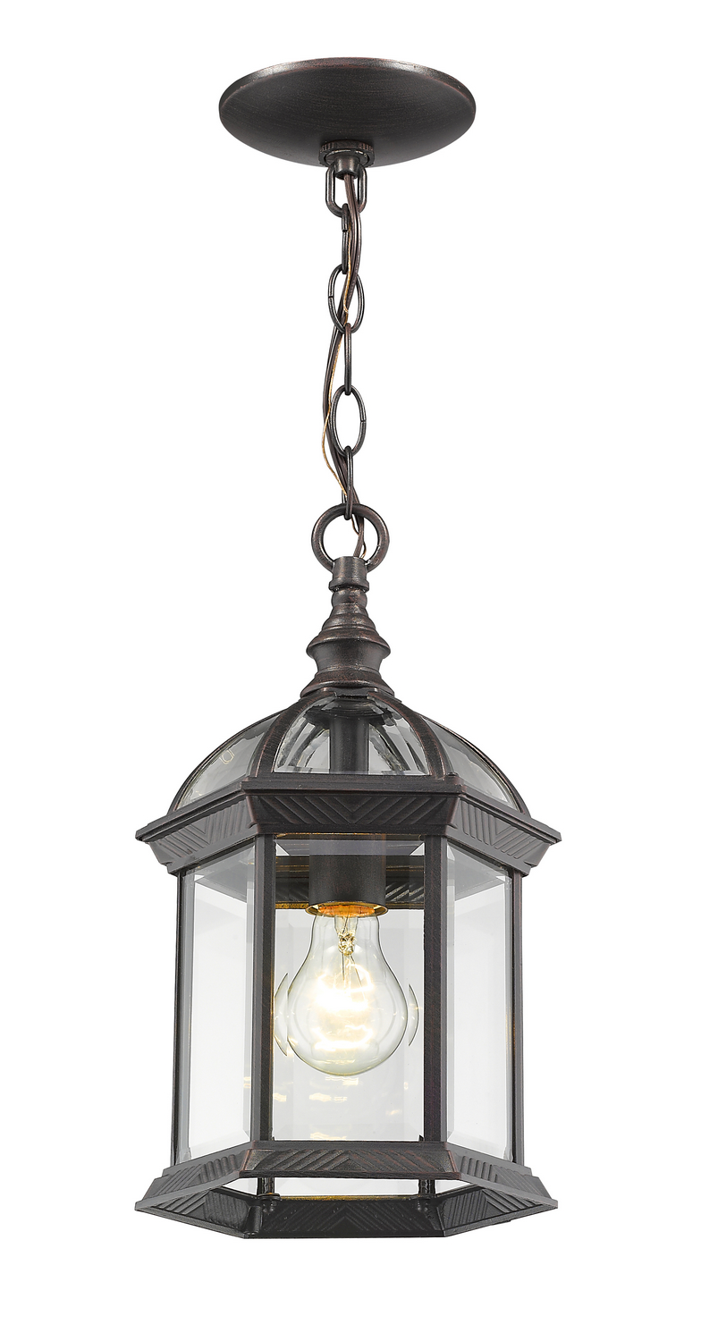 One Light Outdoor Chain Mount Ceiling Fixture by Z-Lite - Annex Collection, Rust Finish - 563CHM-RT