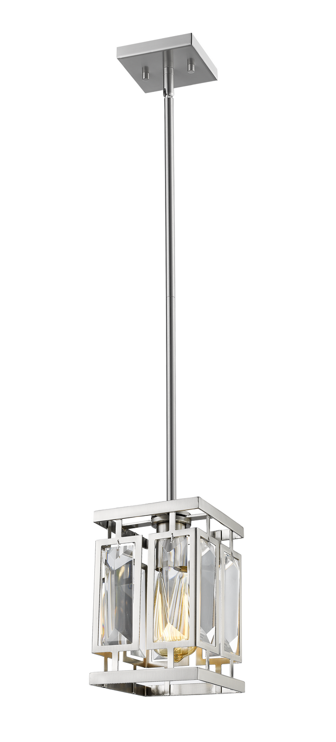 One Light Pendant by Z-Lite - Mersesse Collection, Brushed Nickel Finish - 6006MP-BN