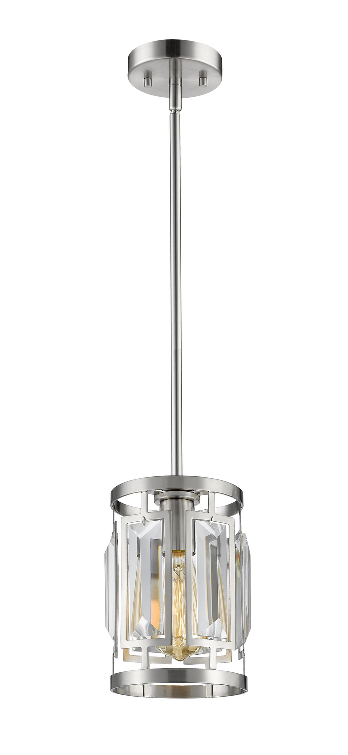 One Light Pendant by Z-Lite - Mersesse Collection, Brushed Nickel Finish - 6007MP-BN