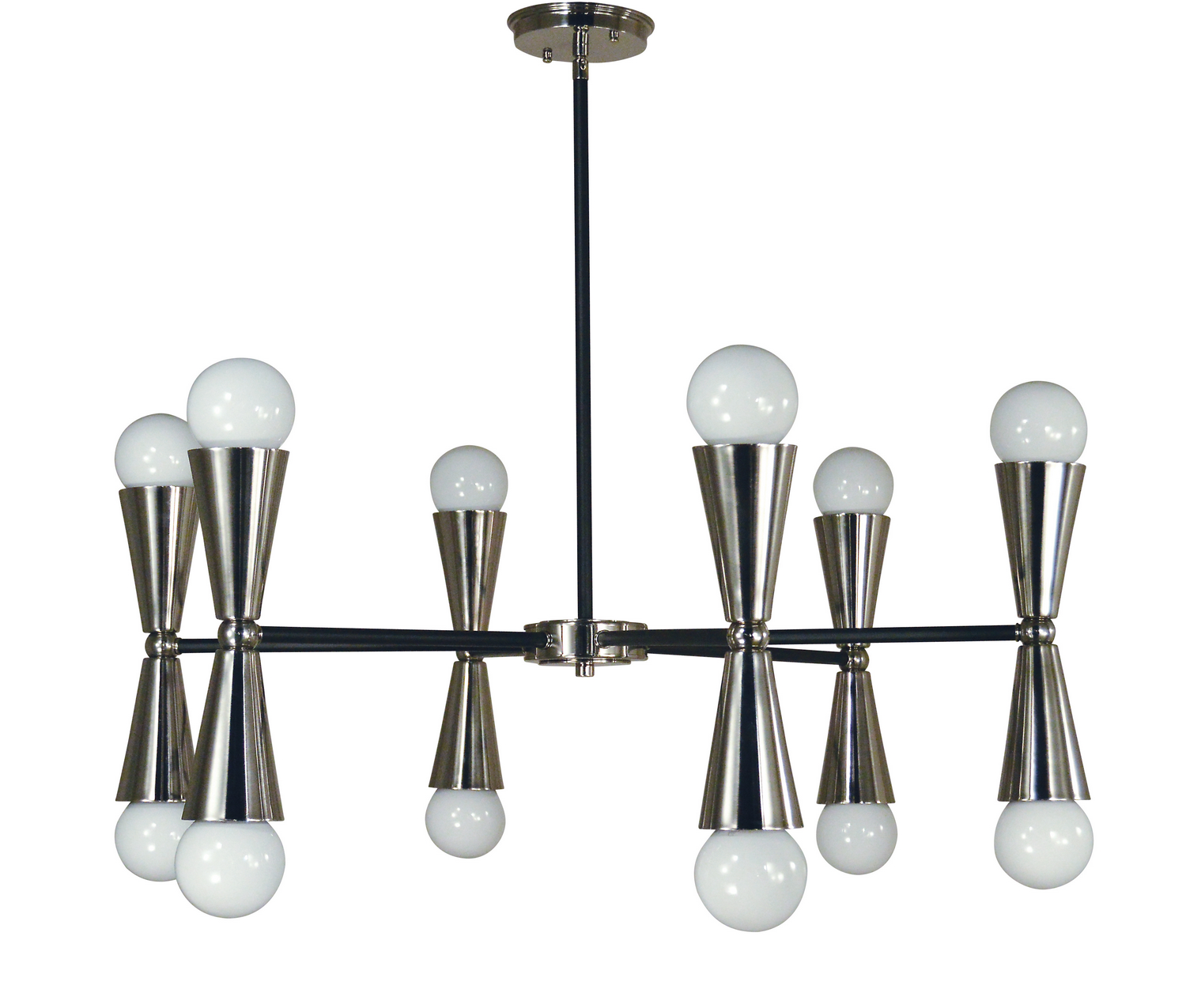 Framburg Equinox 12 Light Chandelier in Polished Nickel with Matte Black Accents - 3036 PN/MBLACK