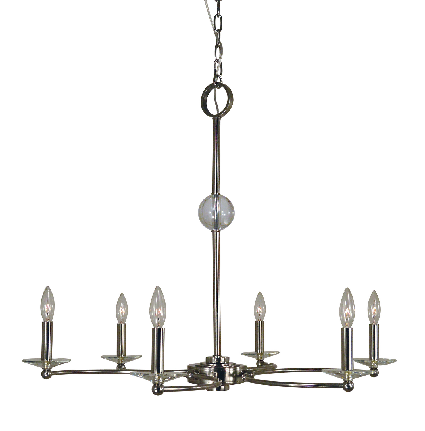 Framburg Pirouette Six Light Chandelier in Polished Nickel - 3108 PN
