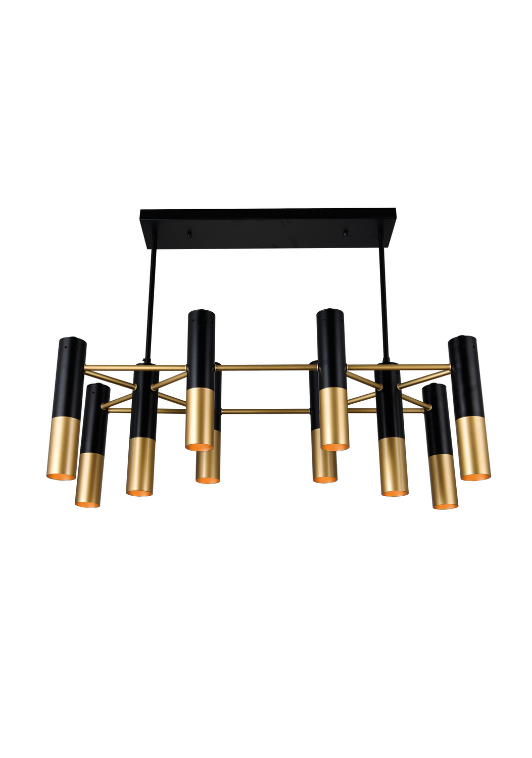 Photos - Chandelier / Lamp CWI Lighting Matte Black & Satin Gold Ten Light Chandelier from the Anem Collection 1015P32-10-129