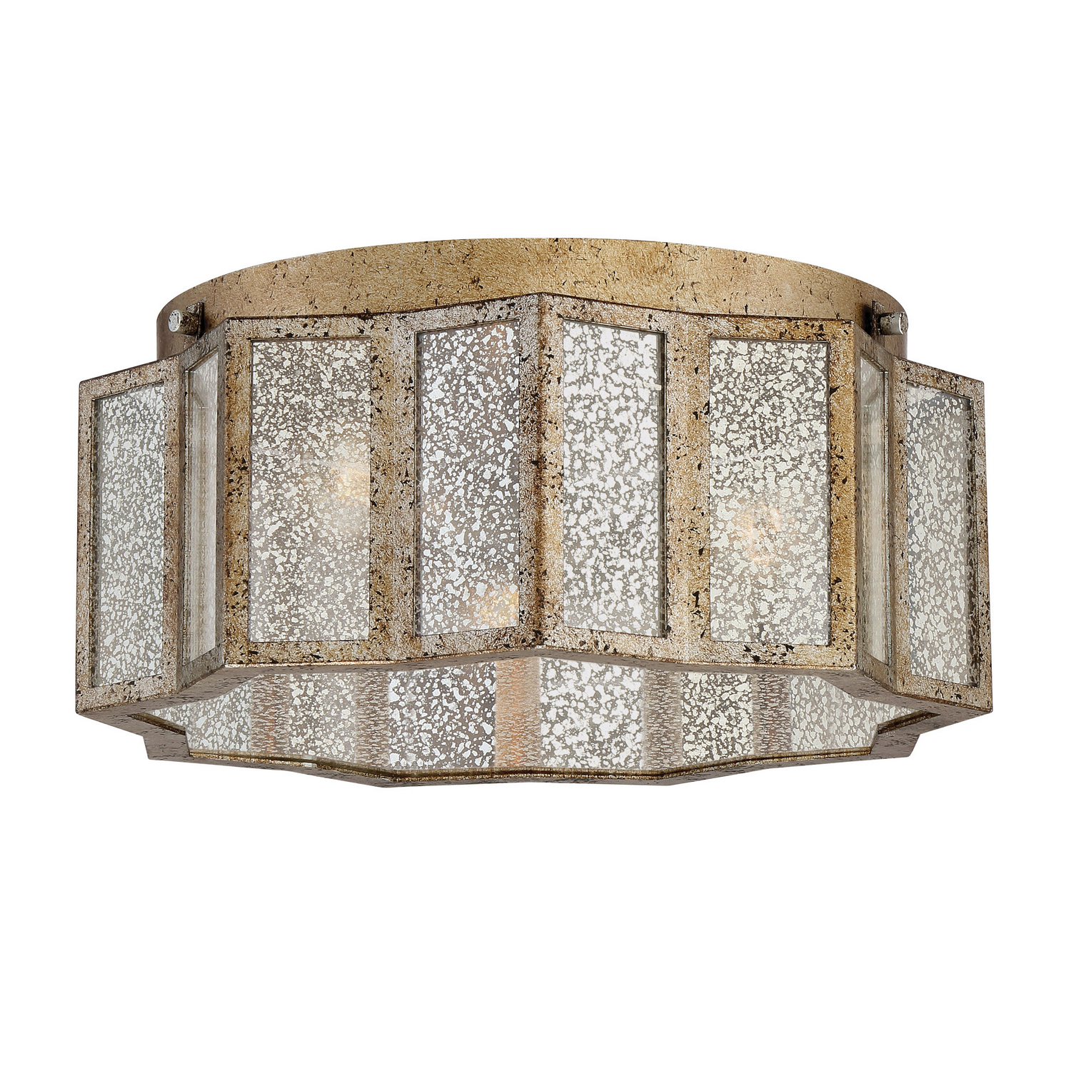 Quoizel Shrine Three Light Flush Mount in Aged Gold - SRE1616AGL