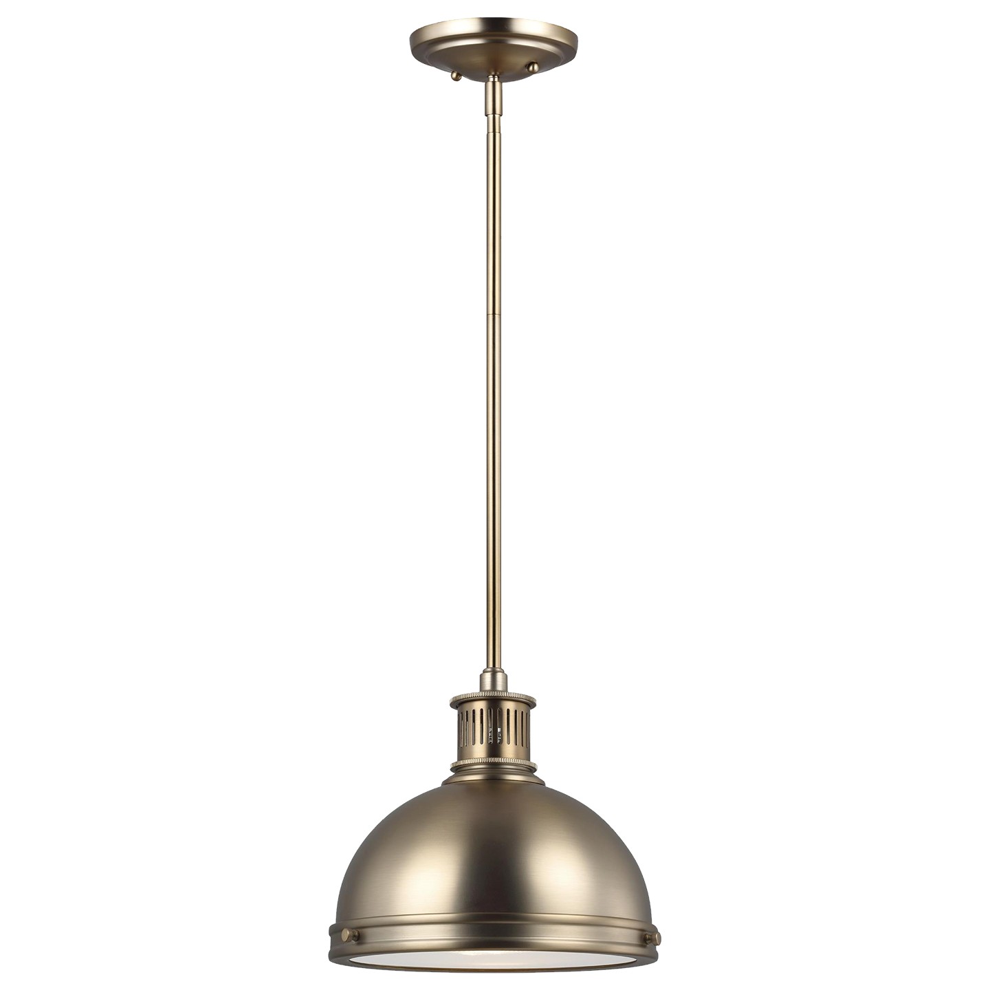 Generation Lighting. Pratt Street Metal One Light Pendant in Satin Brass - 65085EN3-848