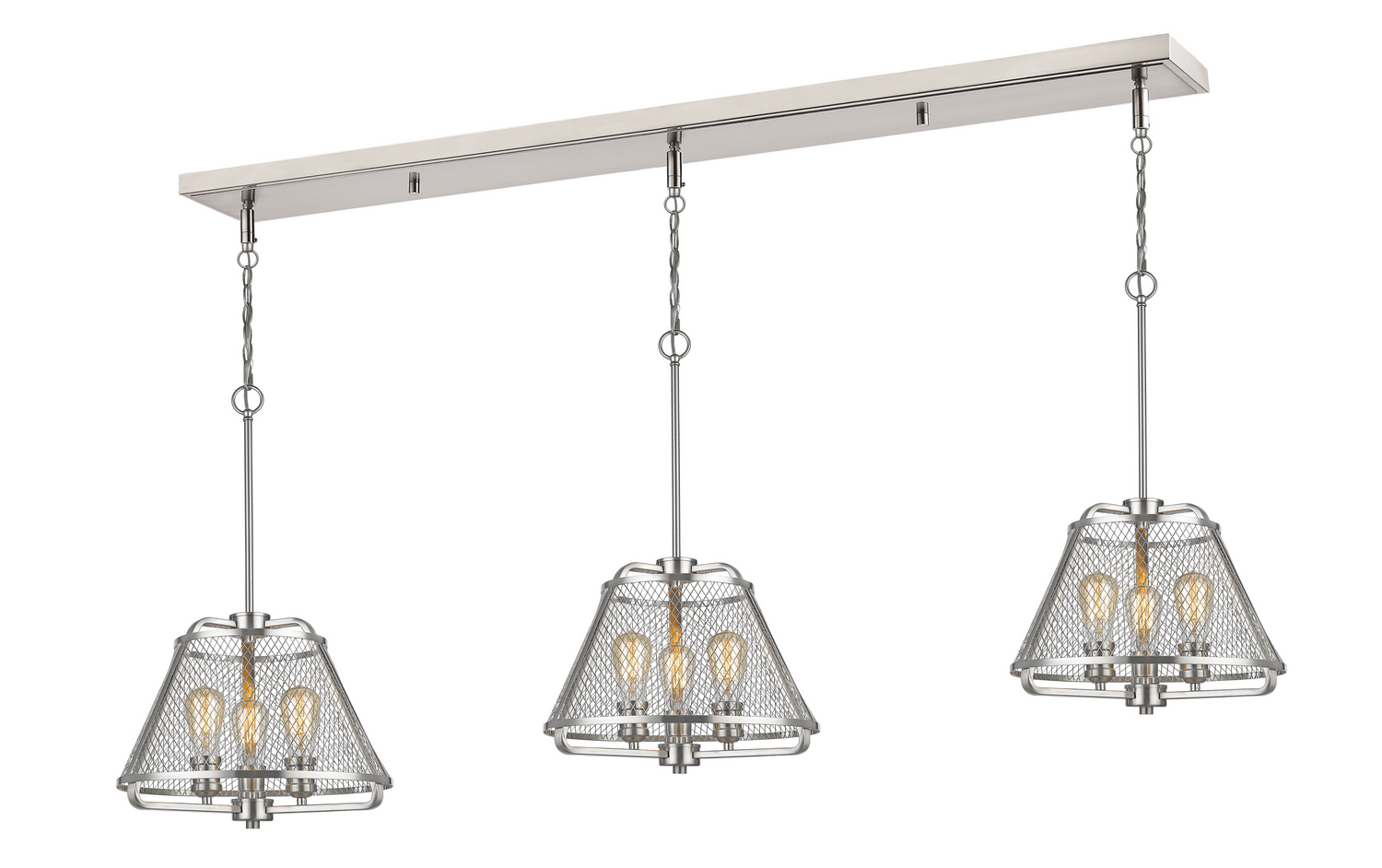 Nine Light Linear Chandelier by Z-Lite - Iuka Collection, Brushed Nickel Finish - 451-16-3BN