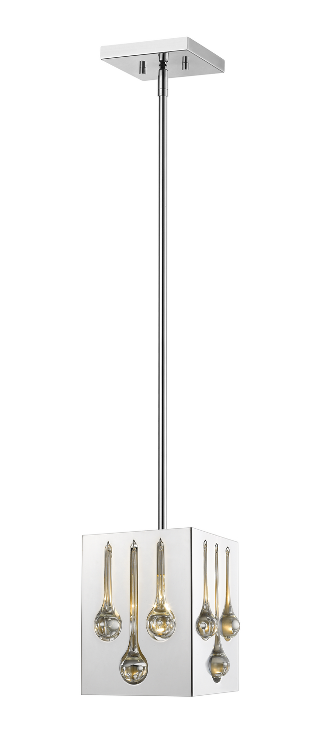 One Light Pendant by Z-Lite - Oberon Collection, Chrome Finish - 453SQMP-CH