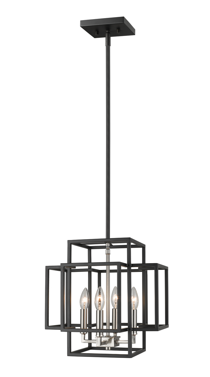 Four Light Pendant by Z-Lite - Titania Collection, Black + Brushed Nickel Finish - 454-14BK-BN