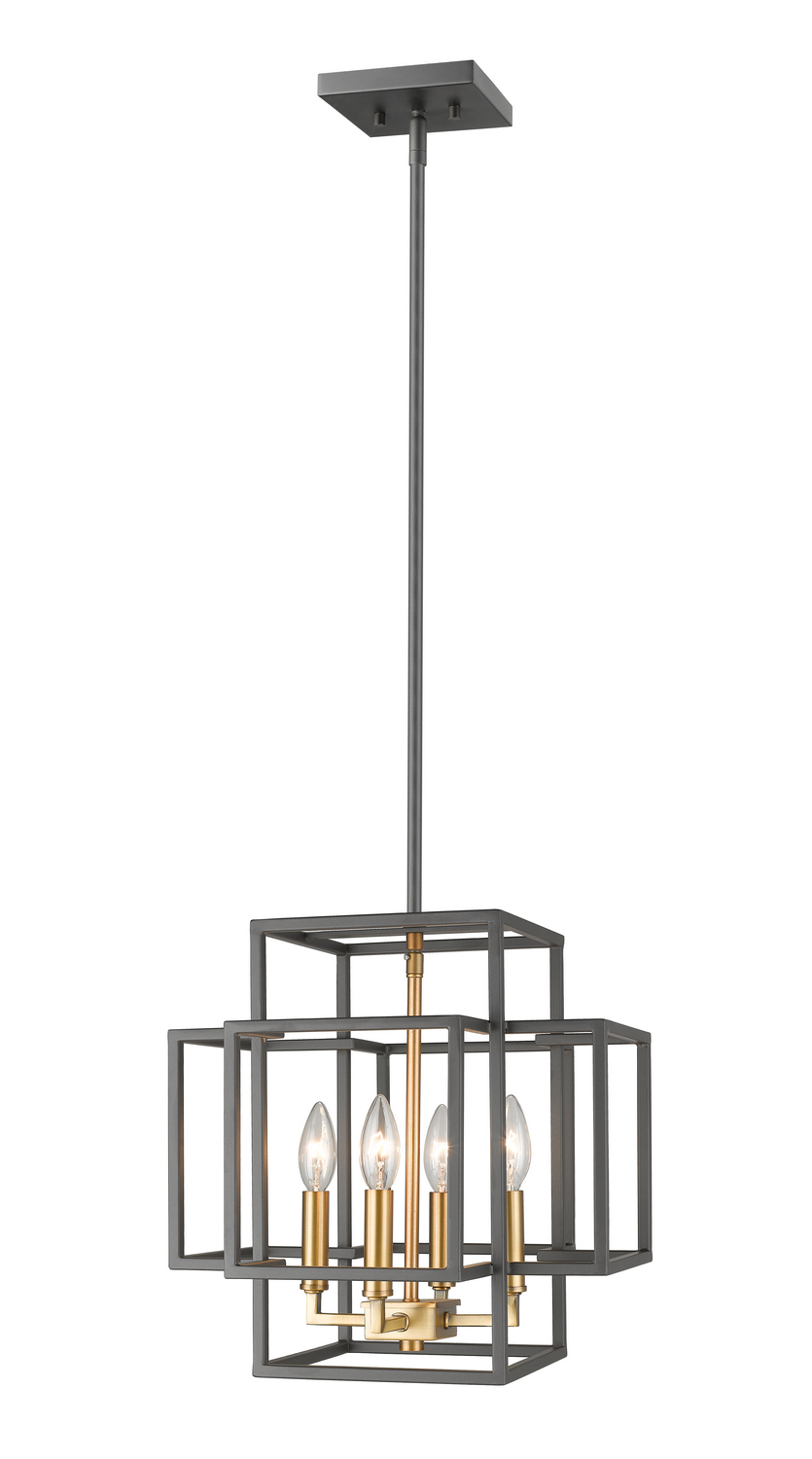 Four Light Pendant by Z-Lite - Titania Collection, Bronze + Olde Brass Finish - 454-14BRZ-OBR