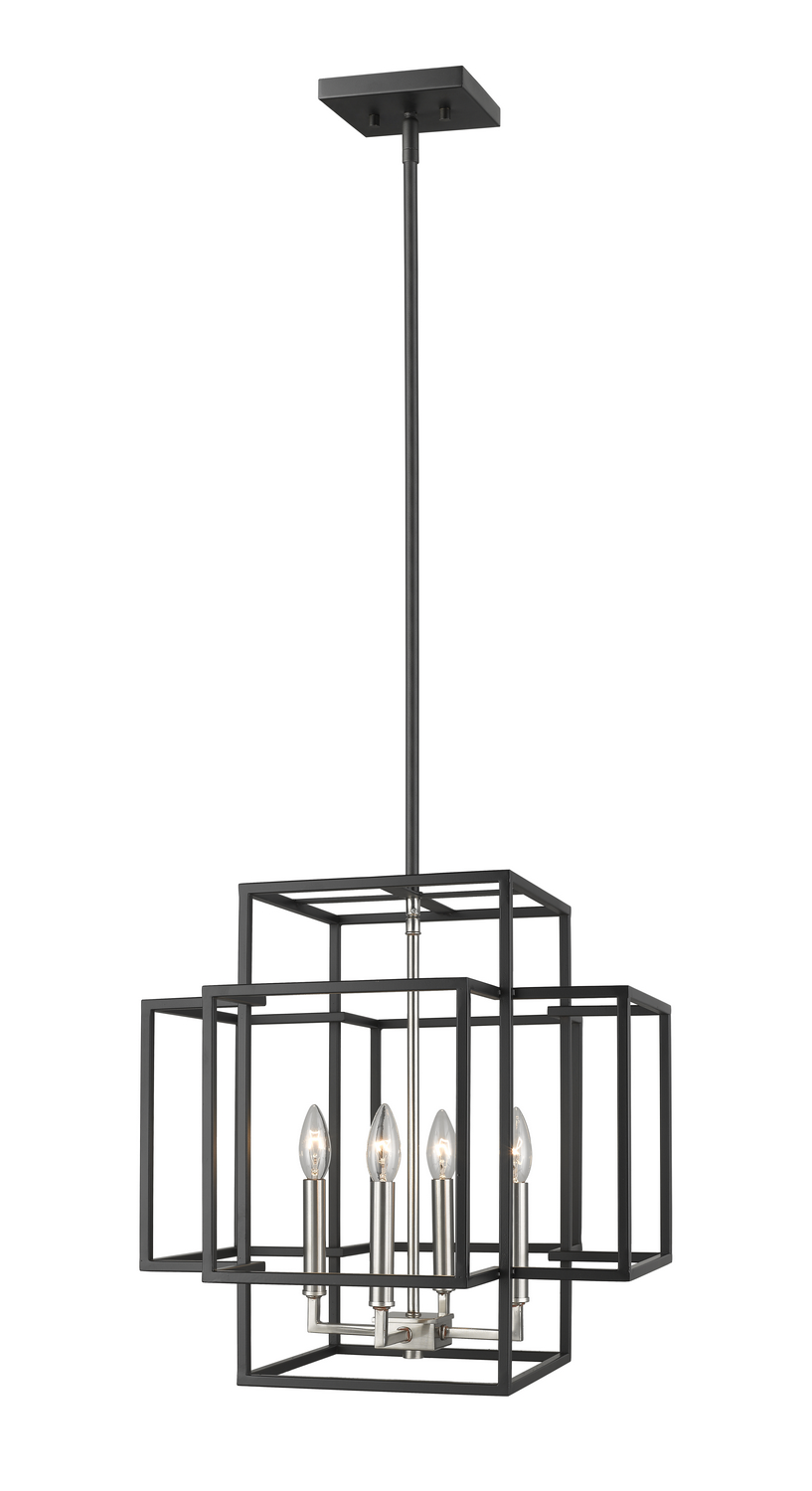 Four Light Chandelier by Z-Lite - Titania Collection, Black + Brushed Nickel Finish - 454-18BK-BN