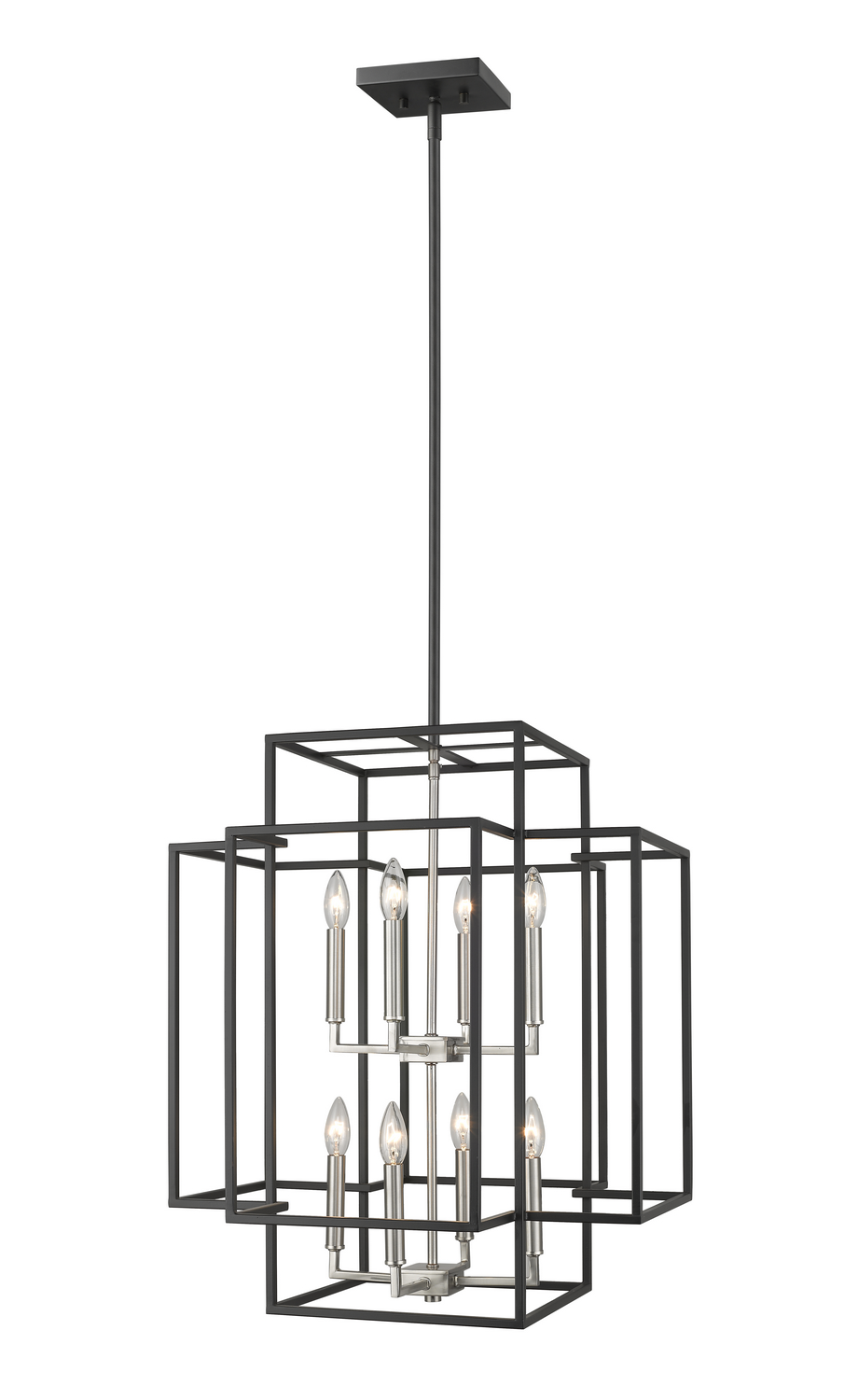Eight Light Chandelier by Z-Lite - Titania Collection, Black + Brushed Nickel Finish - 454-28BK-BN