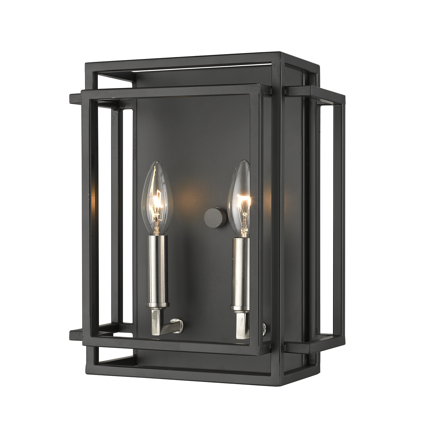 Two Light Wall Sconce by Z-Lite - Titania Collection, Black + Brushed Nickel Finish - 454-2S-BK-BN