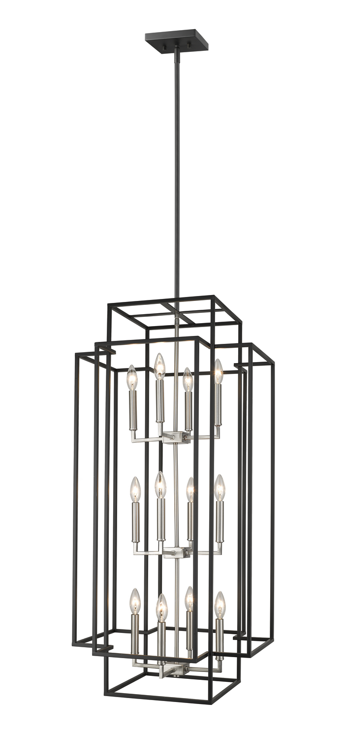12 Light Chandelier by Z-Lite - Titania Collection, Black + Brushed Nickel Finish - 454-42BK-BN