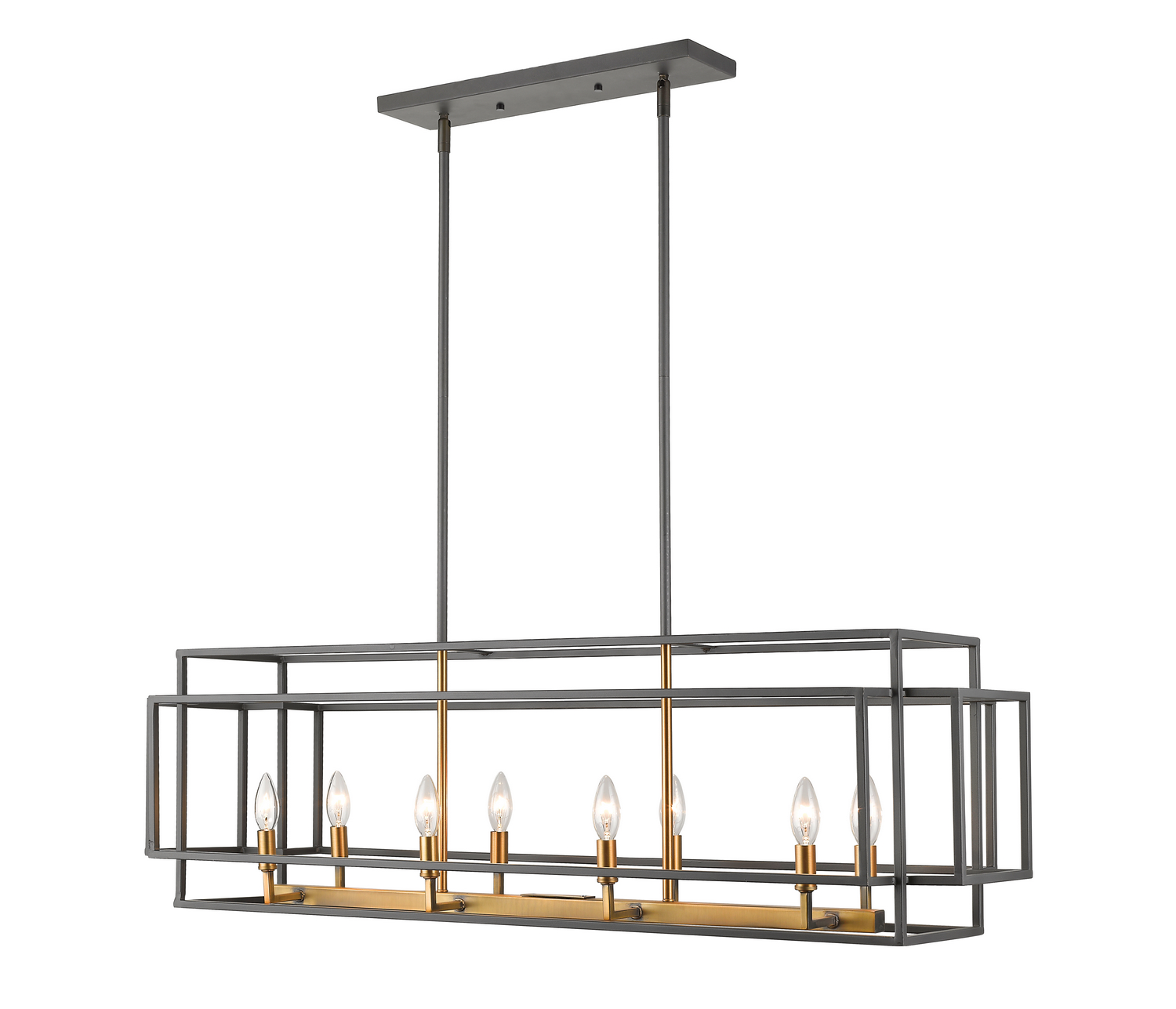 Eight Light Linear Chandelier by Z-Lite - Titania Collection, Bronze + Olde Brass Finish - 454-44L-BRZ-OBR