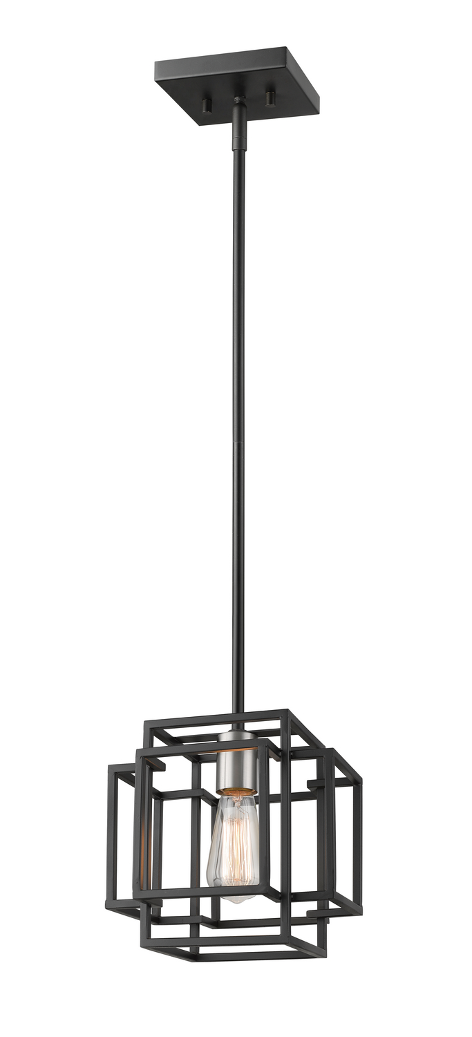 One Light Pendant by Z-Lite - Titania Collection, Black + Brushed Nickel Finish - 454MP-BK-BN