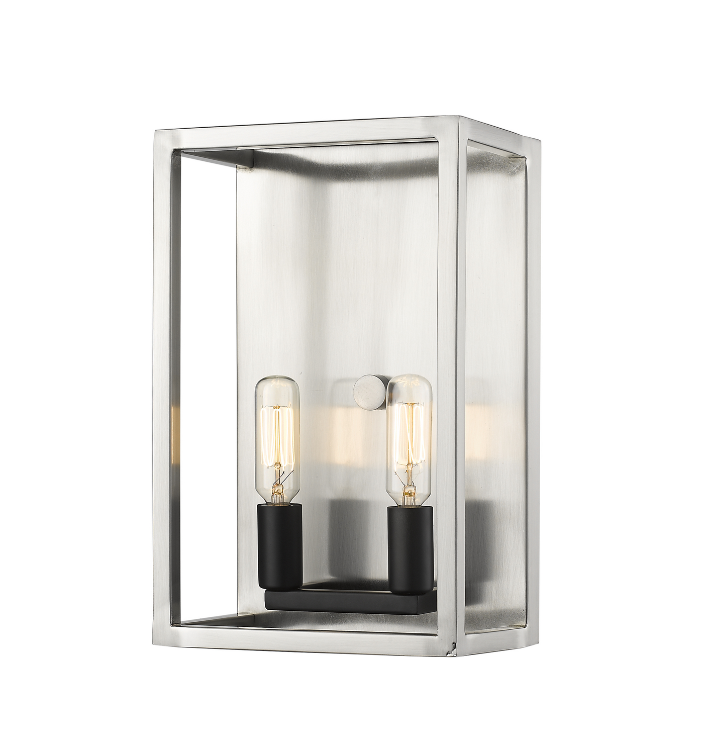 Two Light Wall Sconce by Z-Lite - Quadra Collection, Brushed Nickel + Matte Black Finish - 456-2S-BN-BK