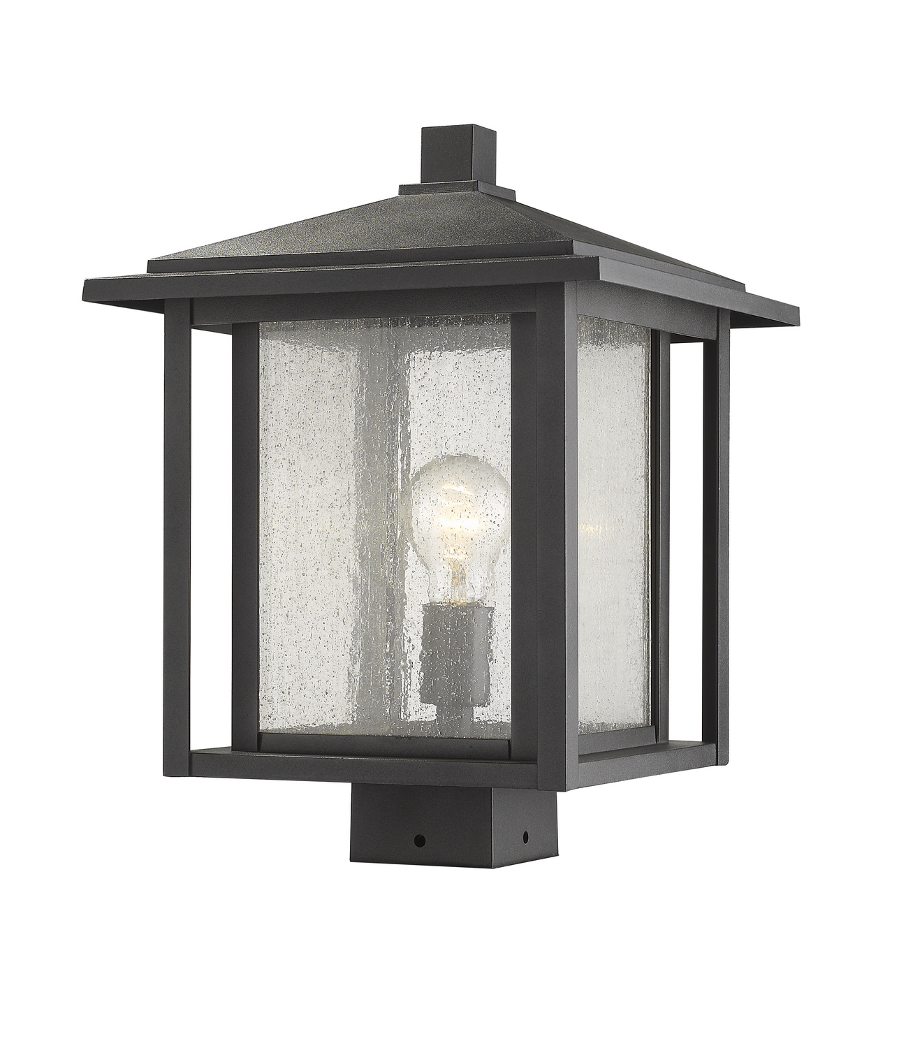 One Light Outdoor Post Mount Fixture by Z-Lite - Aspen Collection, Black Finish - 554PHBS-BK