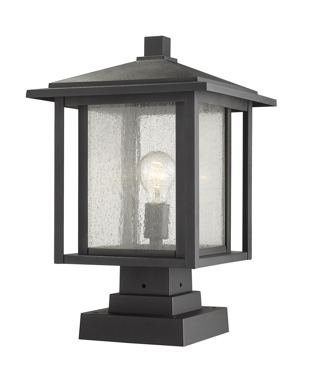 One Light Outdoor Pier Mounted Fixture by Z-Lite - Aspen Collection, Black Finish - 554PHBS-SQPM-BK