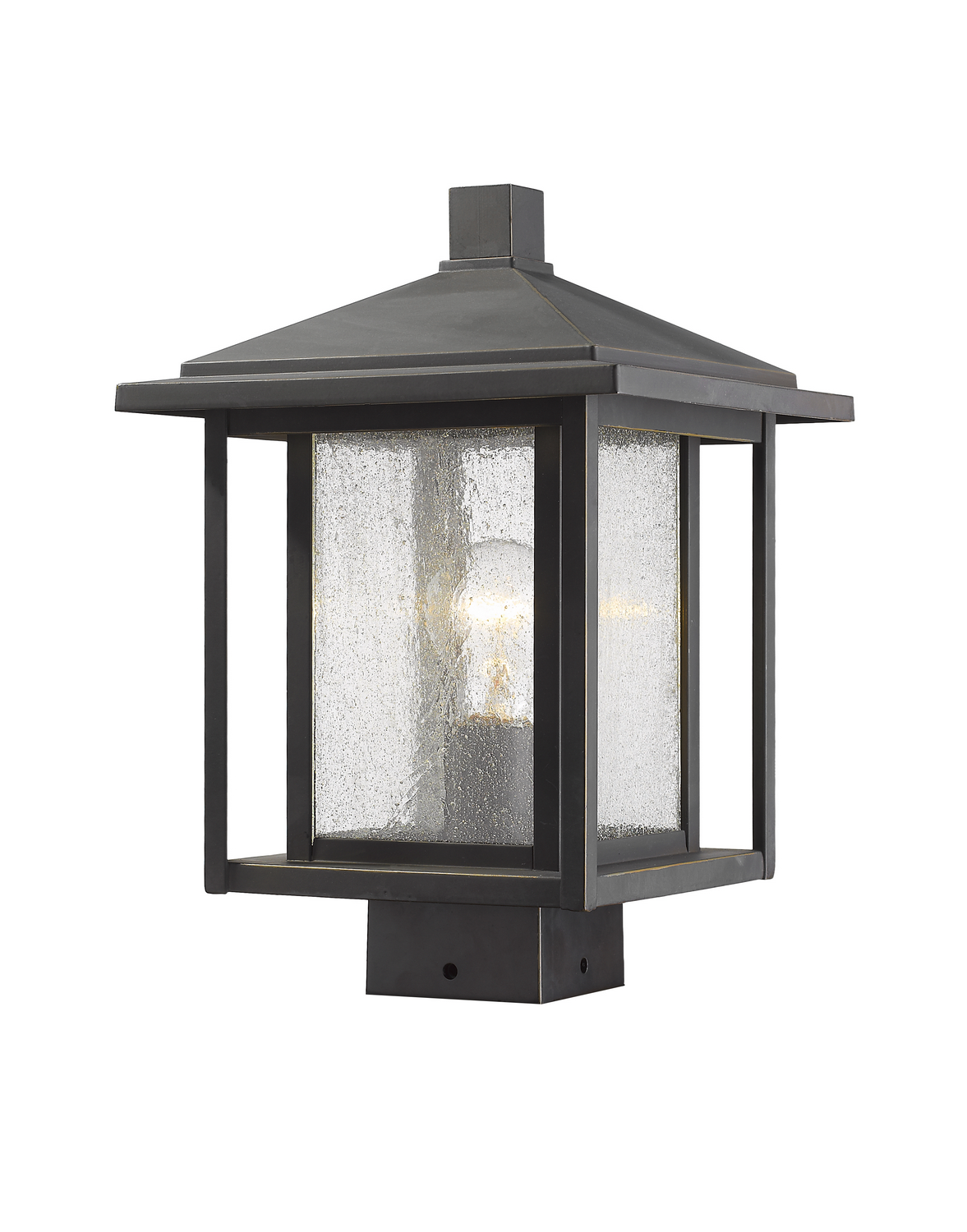 One Light Outdoor Post Mount Fixture by Z-Lite - Aspen Collection, Oil Rubbed Bronze Finish - 554PHMS-ORB