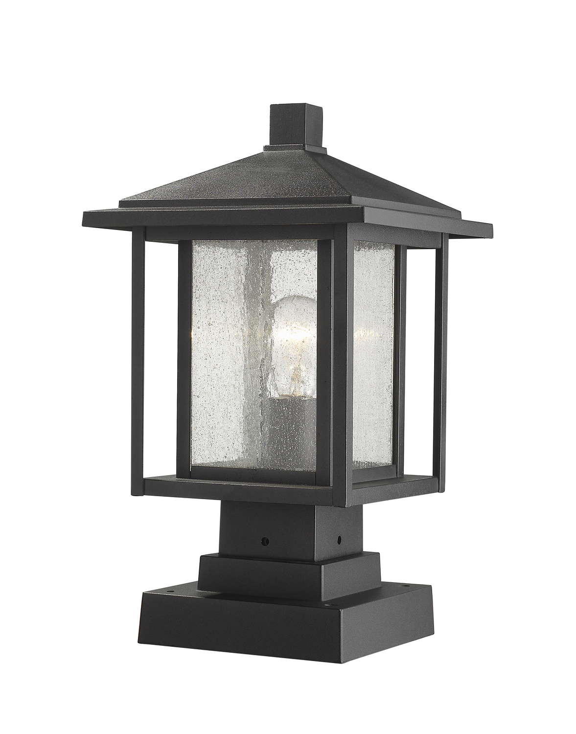 One Light Outdoor Pier Mounted Fixture by Z-Lite - Aspen Collection, Black Finish - 554PHMS-SQPM-BK