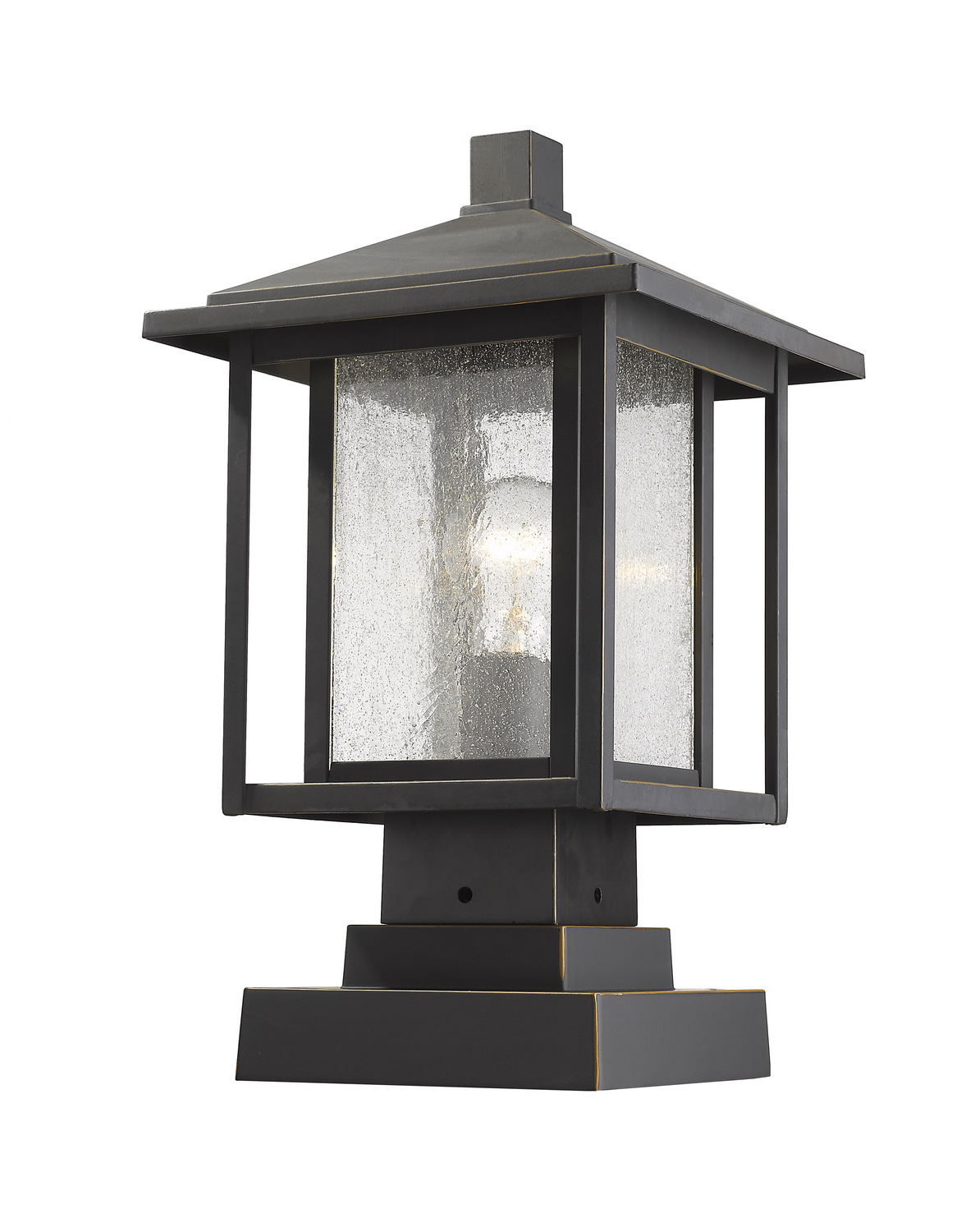 One Light Outdoor Pier Mounted Fixture by Z-Lite - Aspen Collection, Oil Rubbed Bronze Finish - 554PHMS-SQPM-ORB