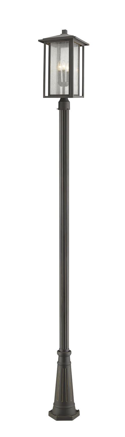 Three Light Outdoor Post Mounted Fixture by Z-Lite - Aspen Collection, Oil Rubbed Bronze Finish - 554PHXLR-519P-ORB