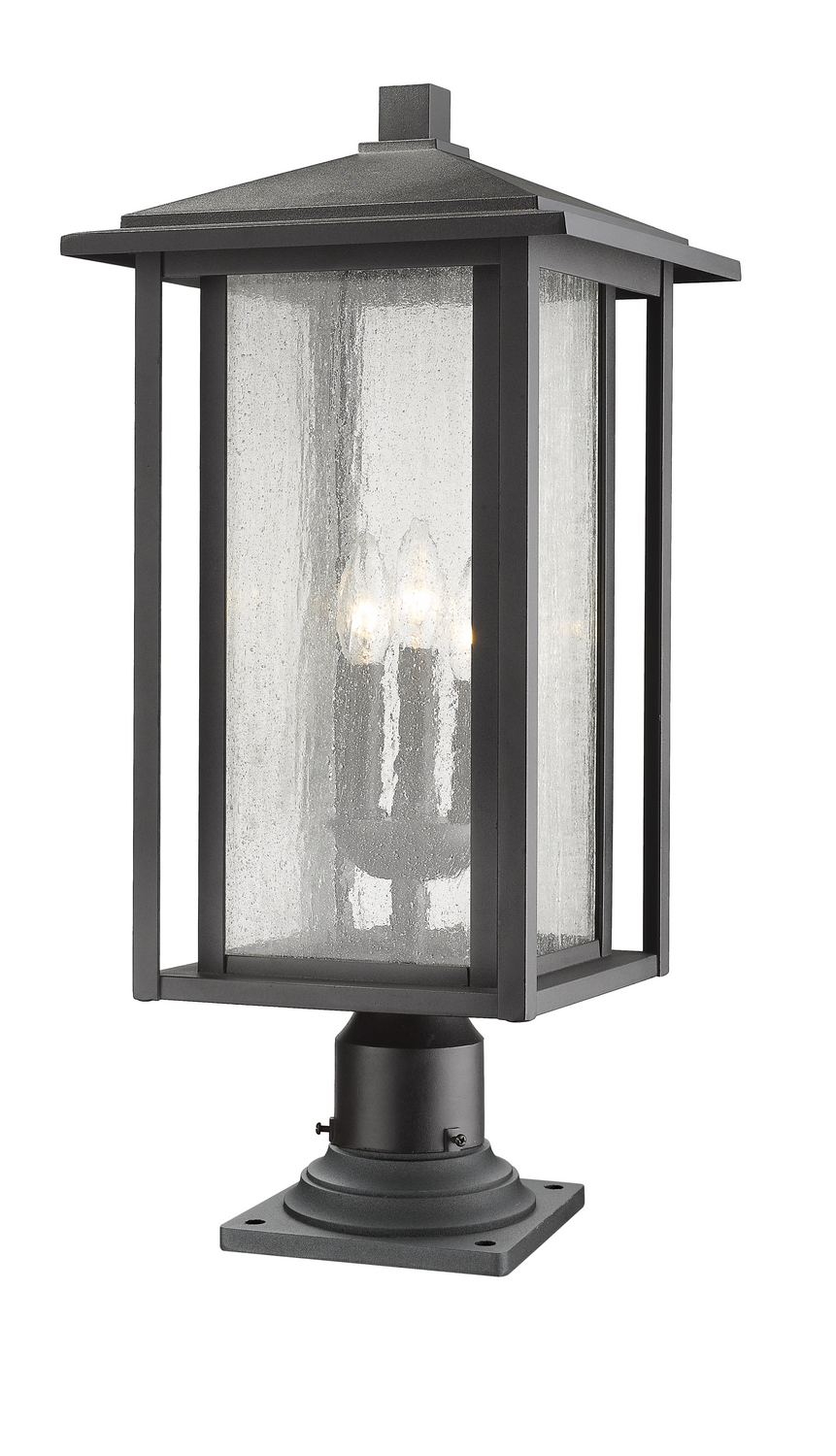 Three Light Outdoor Pier Mounted Fixture by Z-Lite - Aspen Collection, Black Finish - 554PHXLR-533PM-BK