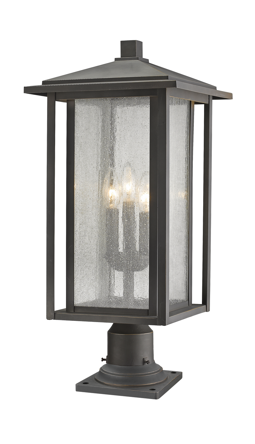 Three Light Outdoor Pier Mounted Fixture by Z-Lite - Aspen Collection, Oil Rubbed Bronze Finish - 554PHXLR-533PM-ORB