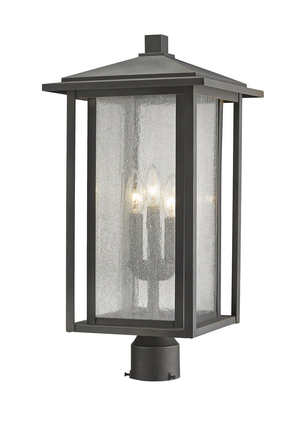 Three Light Outdoor Post Mount Fixture by Z-Lite - Aspen Collection, Oil Rubbed Bronze Finish - 554PHXLR-ORB
