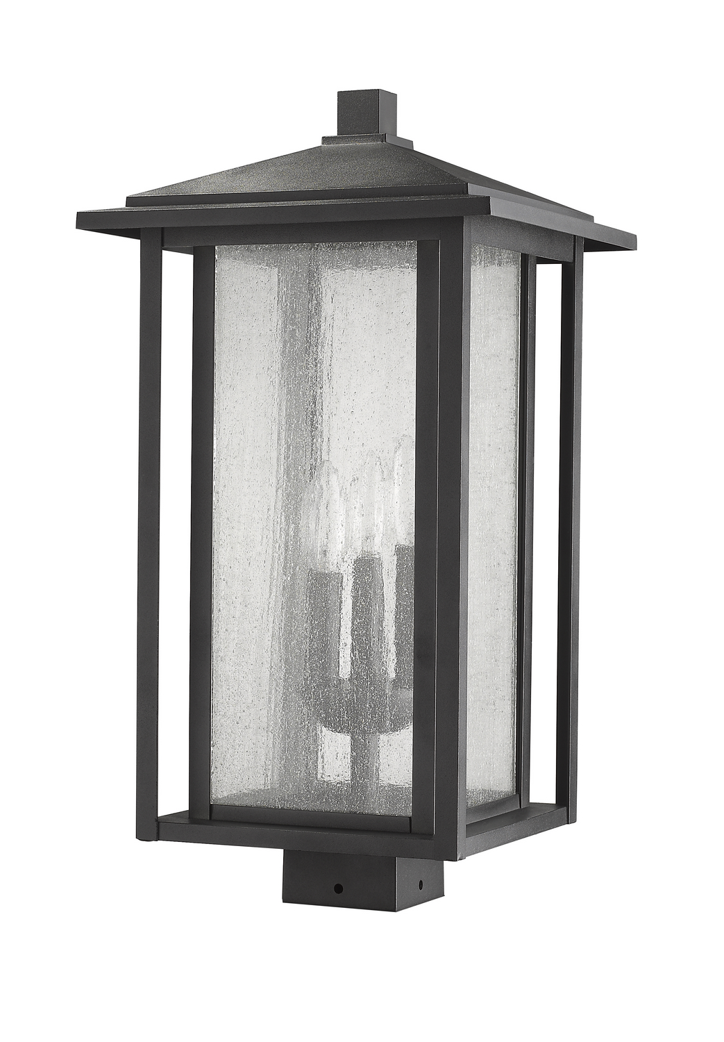 Three Light Outdoor Post Mount Fixture by Z-Lite - Aspen Collection, Black Finish - 554PHXLS-BK