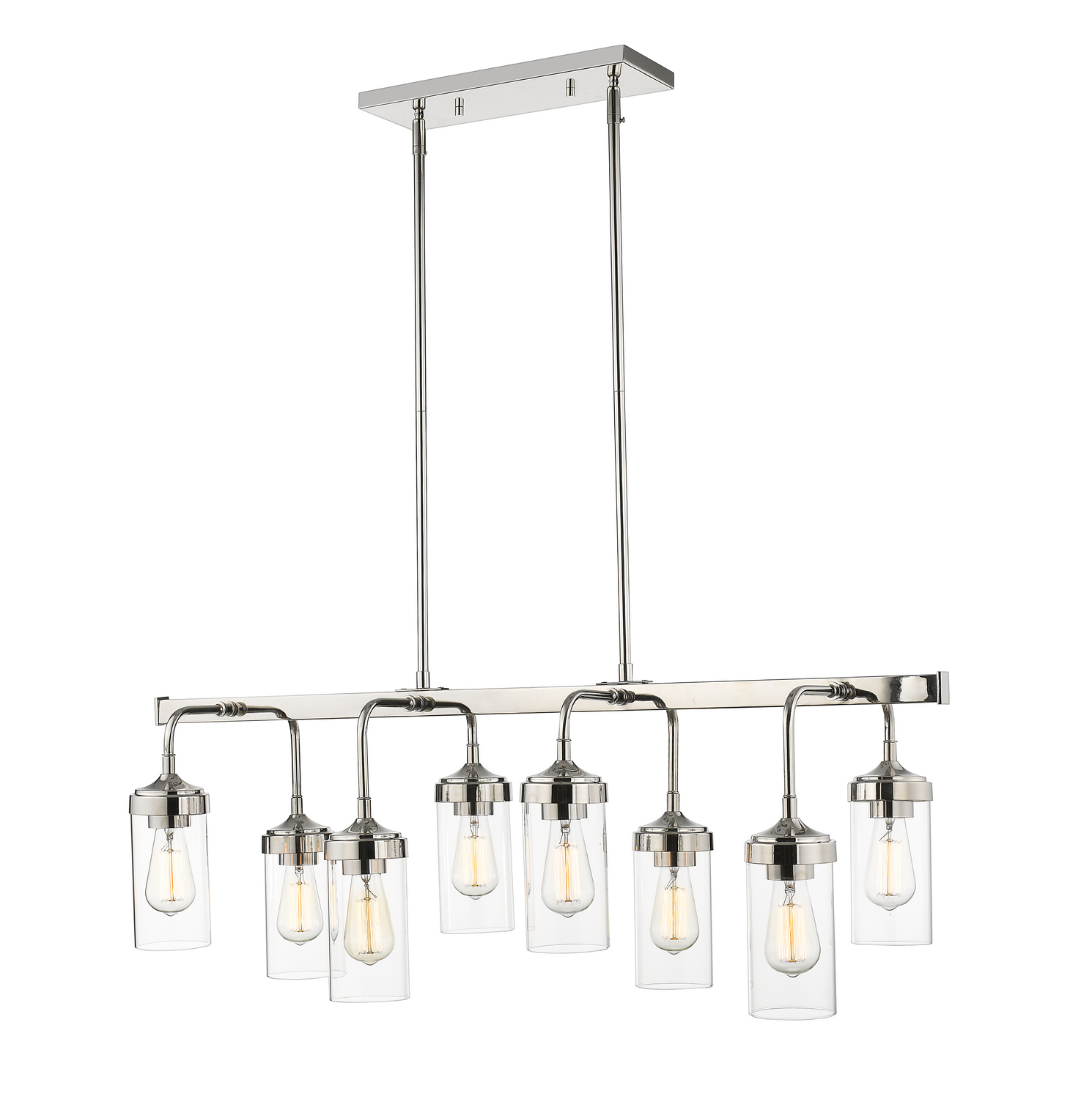 Eight Light Linear Chandelier by Z-Lite - Calliope Collection, Polished Nickel Finish - 617-8L-PN