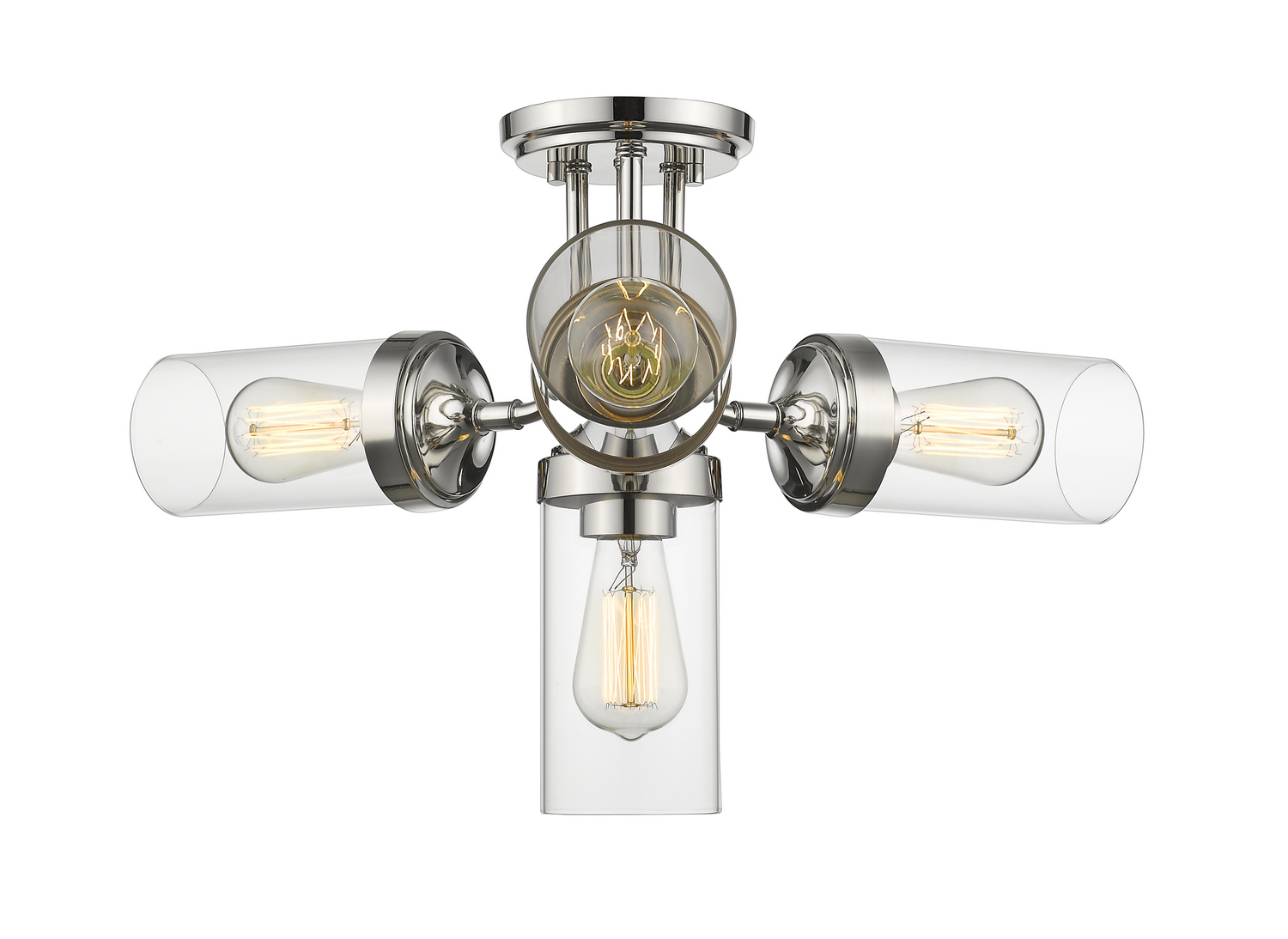 Four Light Semi Flush Mount by Z-Lite - Calliope Collection, Polished Nickel Finish - 617SF-PN