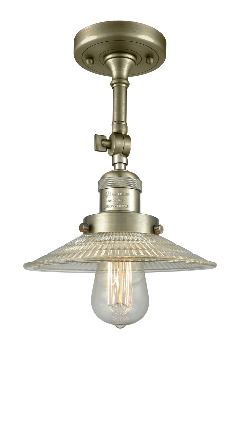 One Light Semi-Flush Mount by Innovations - Franklin Restoration Collection, Antique Brass Finish - 201F-AB-G2