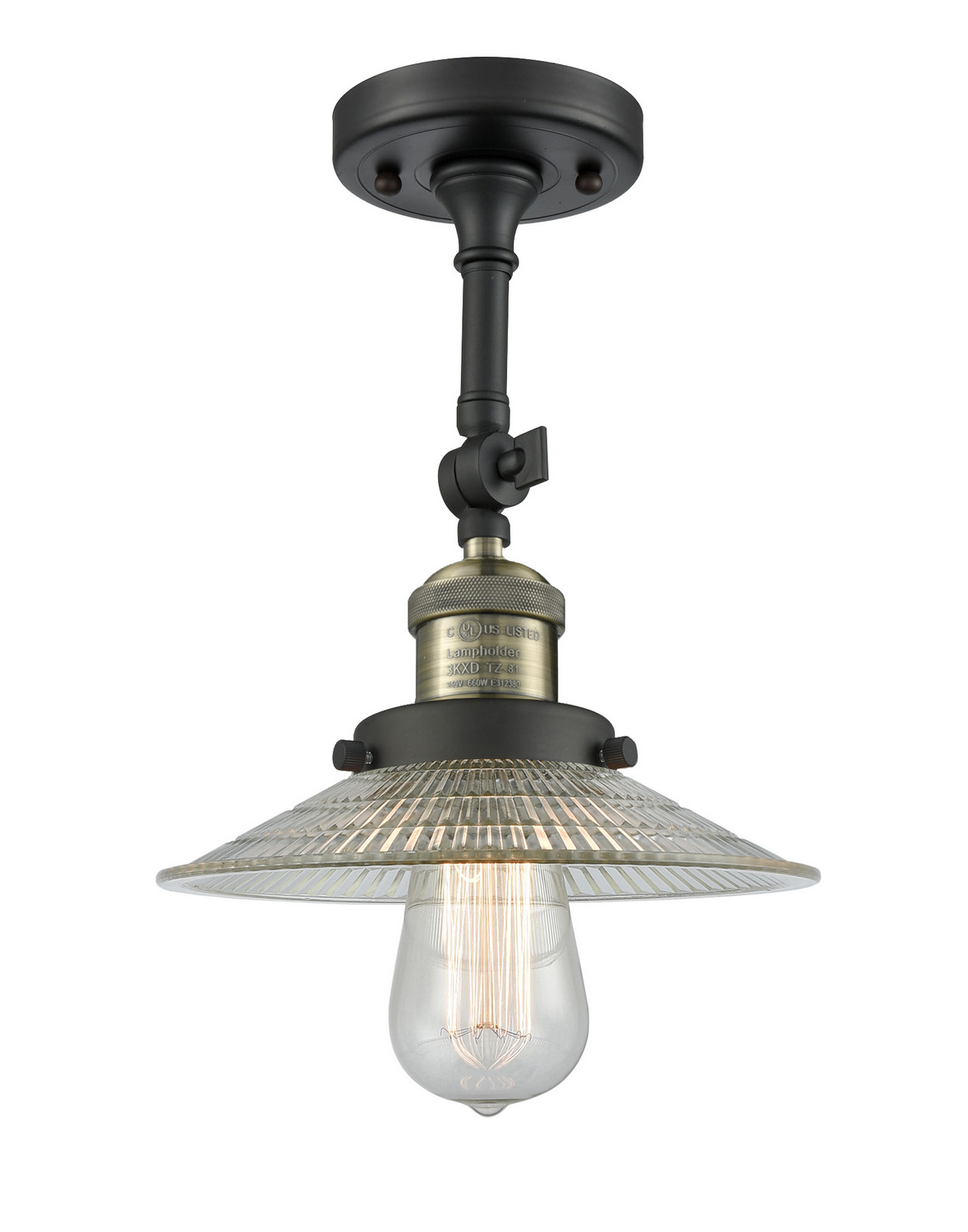 One Light Semi-Flush Mount by Innovations - Franklin Restoration Collection, Black Antique Brass Finish - 201F-BAB-G2