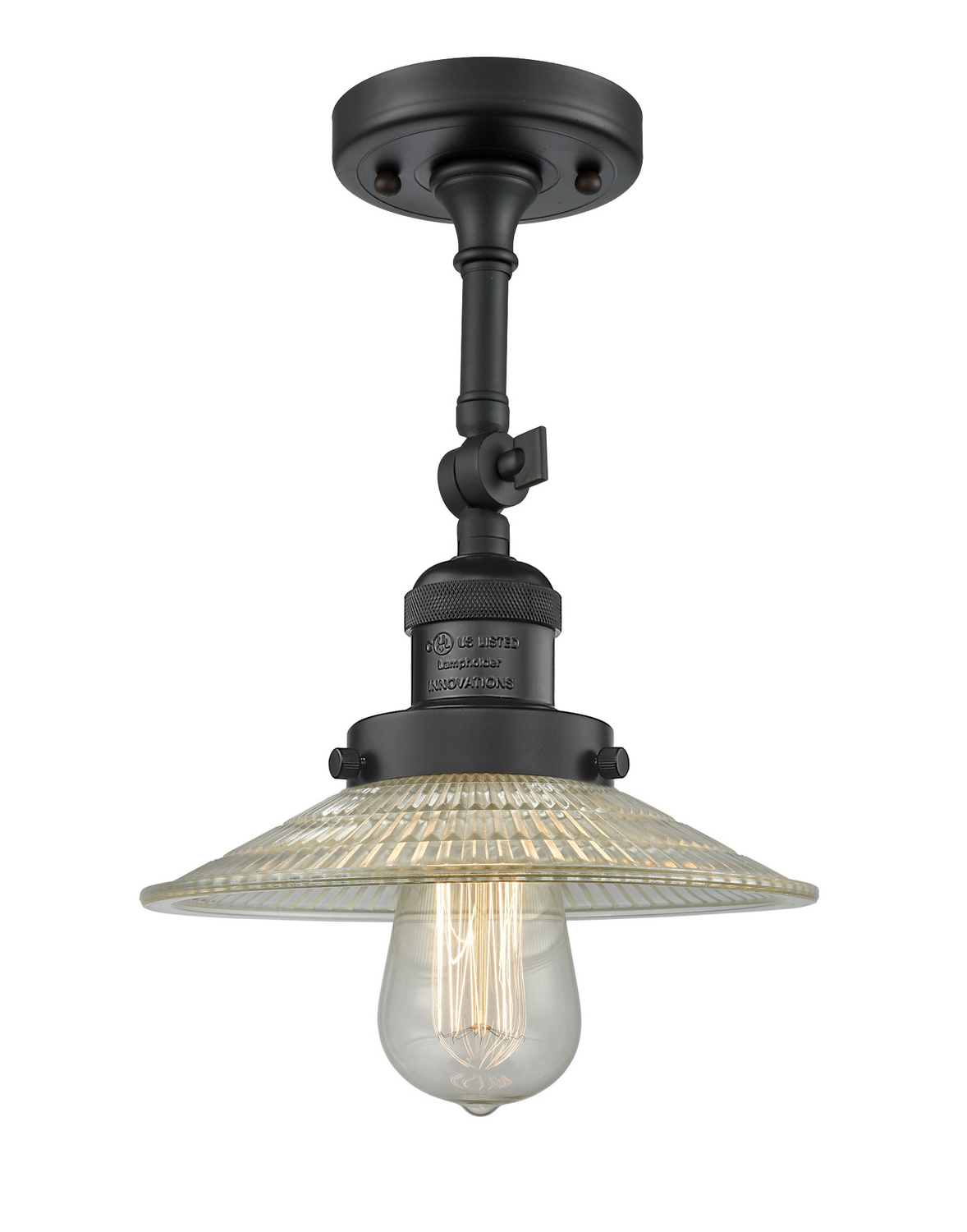 One Light Semi-Flush Mount by Innovations - Franklin Restoration Collection, Matte Black Finish - 201F-BK-G2