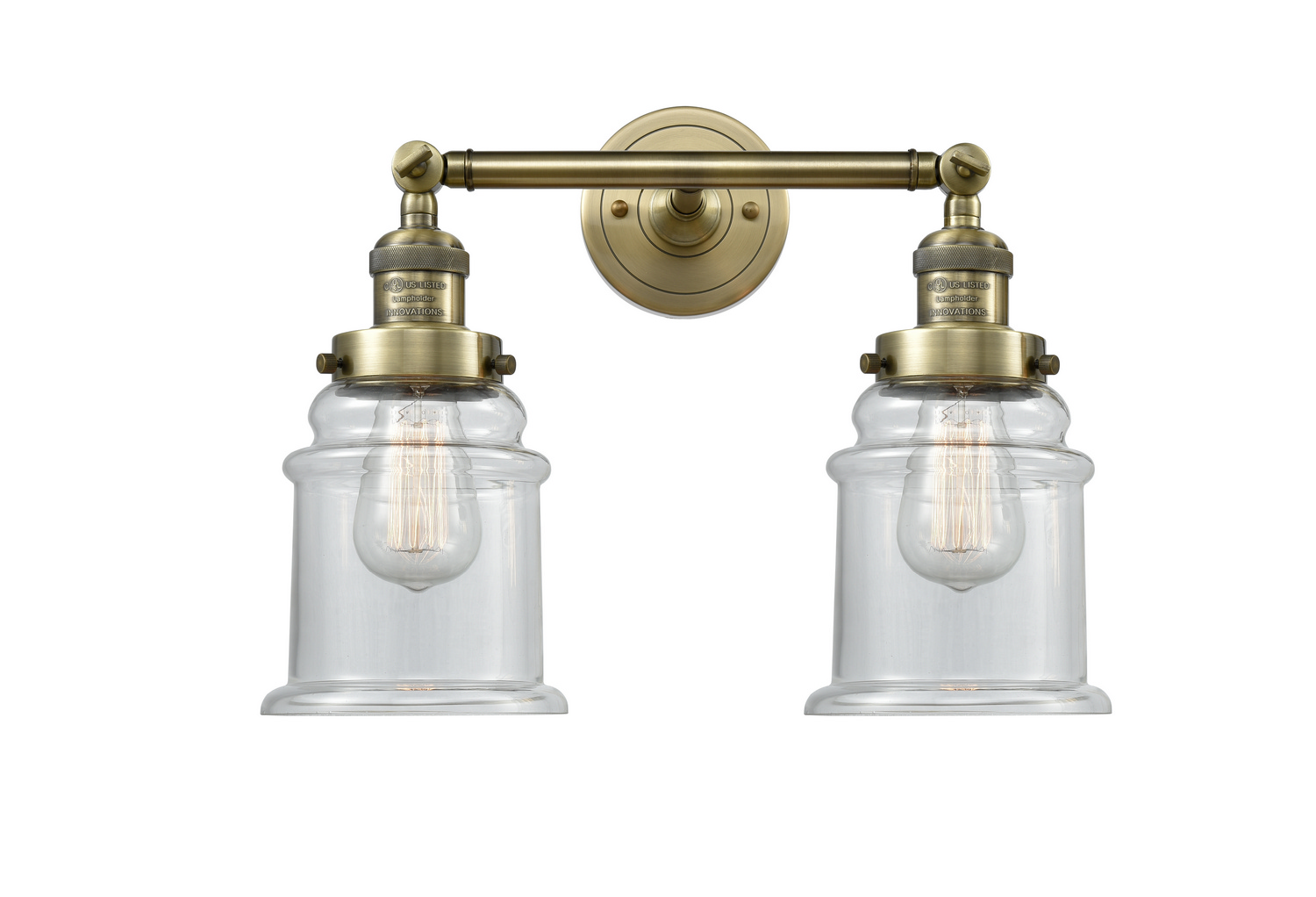 Two Light Bath Vanity by Innovations - Franklin Restoration Collection, Antique Brass Finish - 208-AB-G182