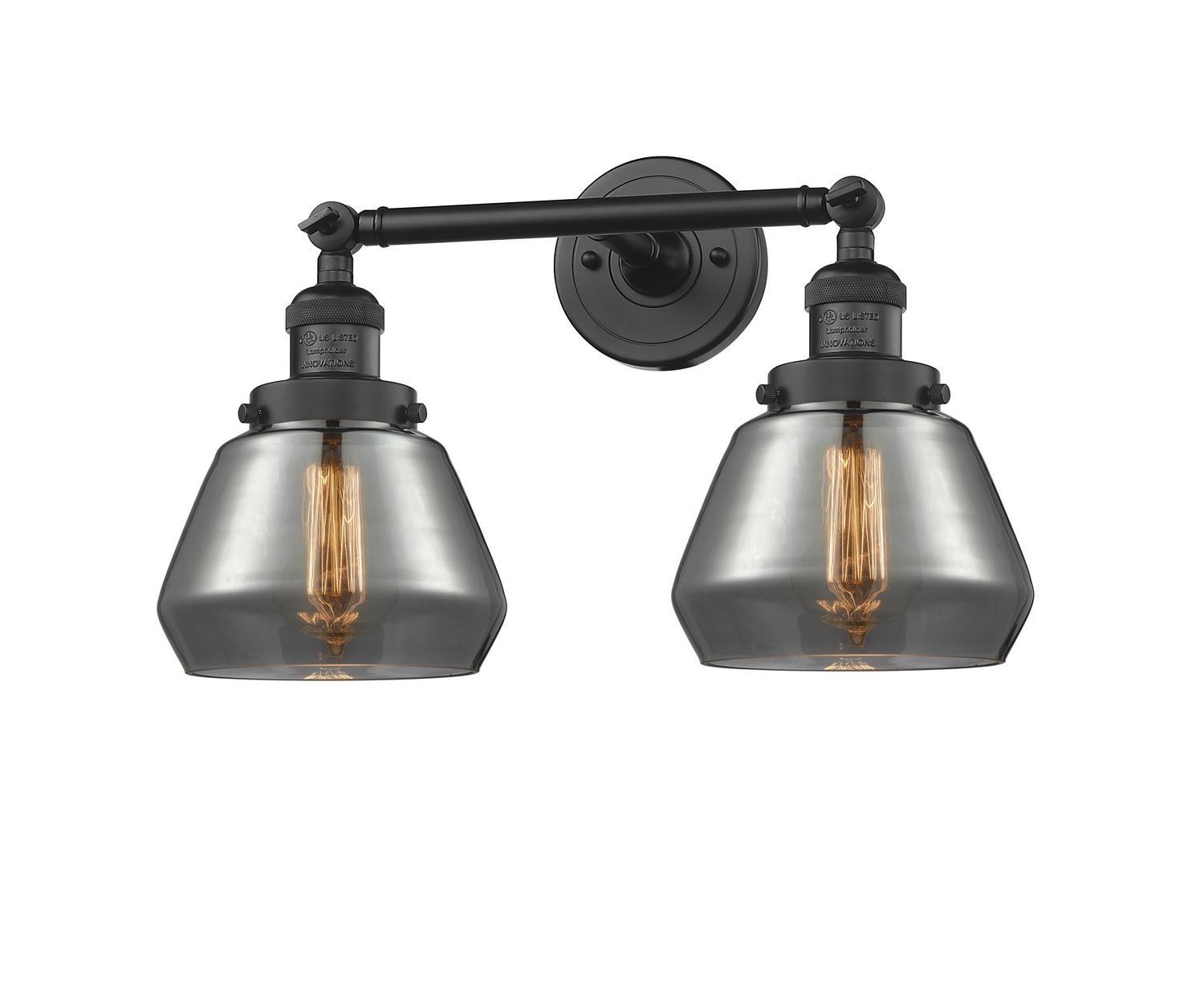 Two Light Bath Vanity by Innovations - Franklin Restoration Collection, Matte Black Finish - 208-BK-G173